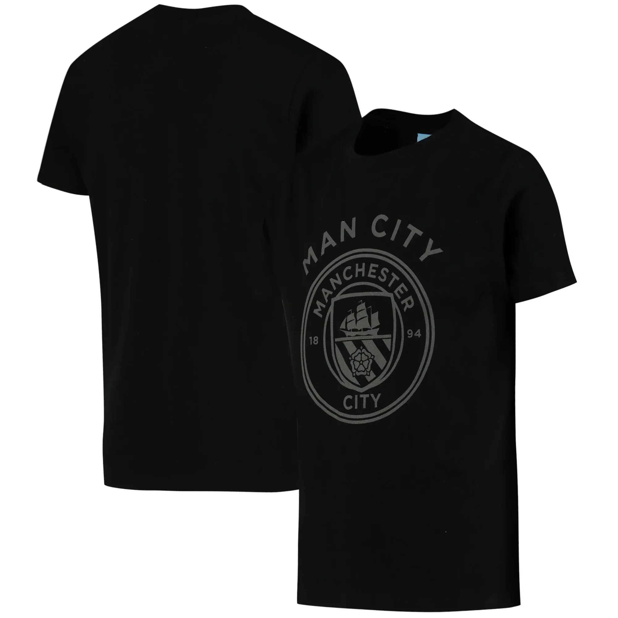 Manchester City Tonal Graphic T-Shirt - Black - Kids