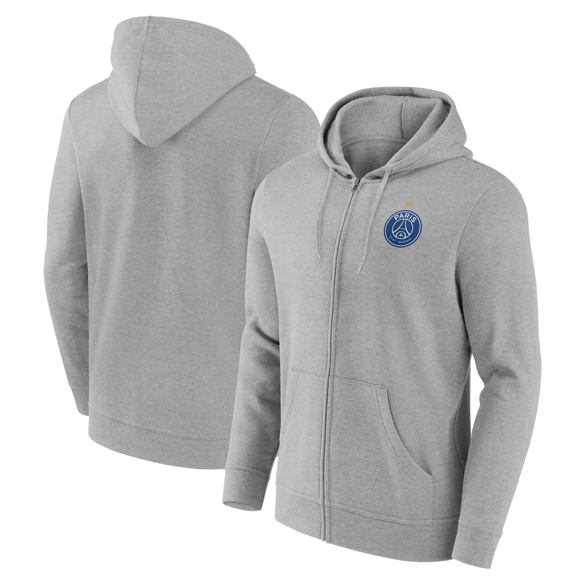 PSG European Champions Eiffel Star Graphic Full Zip Hoodie - Sports Grey