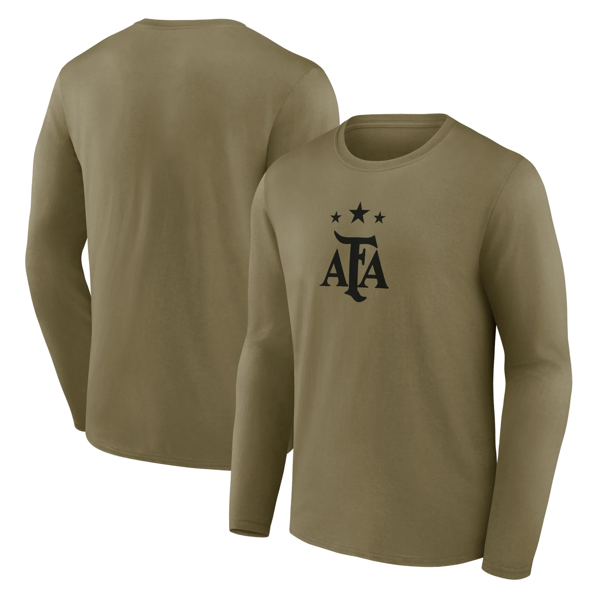 Argentina Mono Logo Graphic Long Sleeve T-Shirt - Khaki - Mens