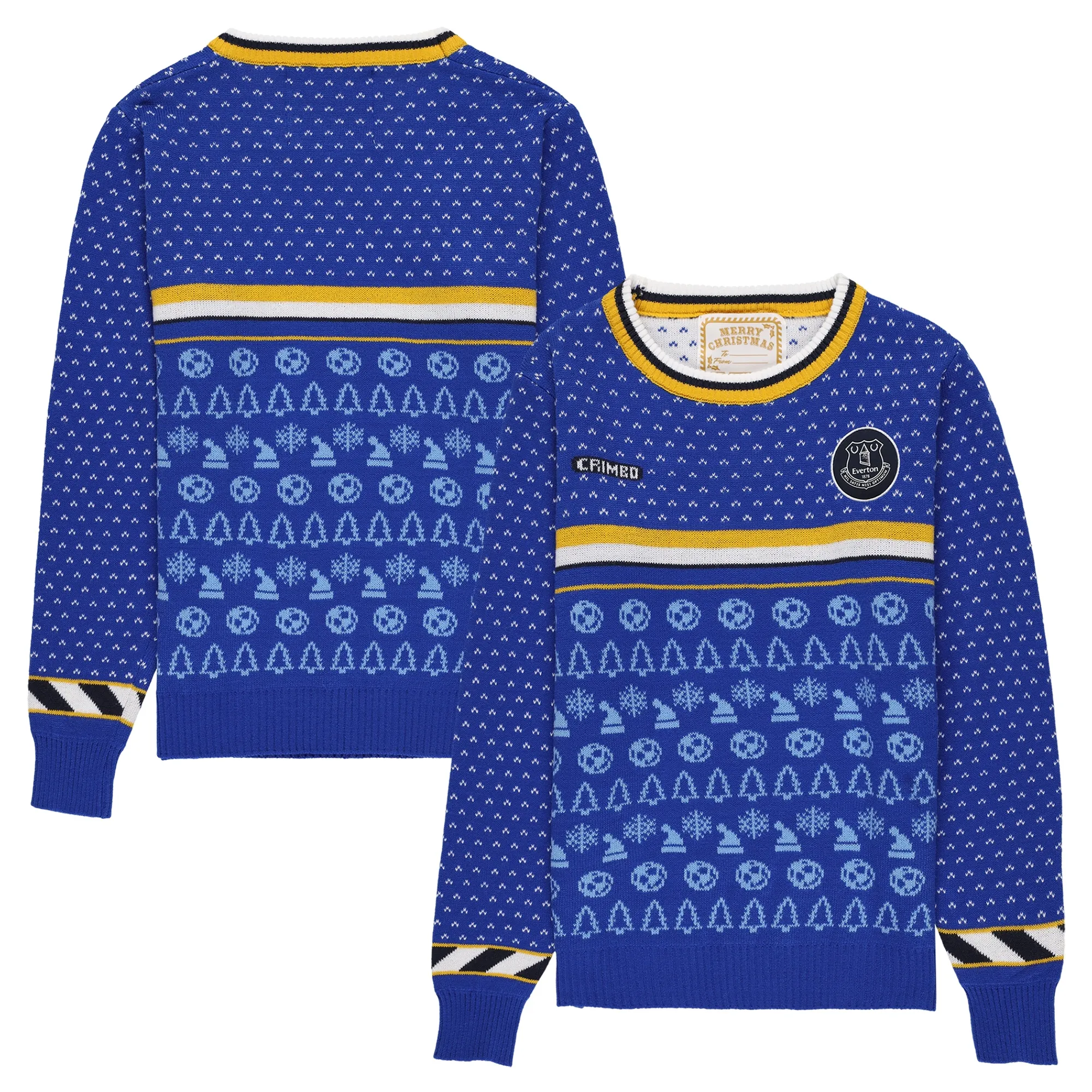 Everton Retro Christmas Jumper - Royal/Yellow - Kids