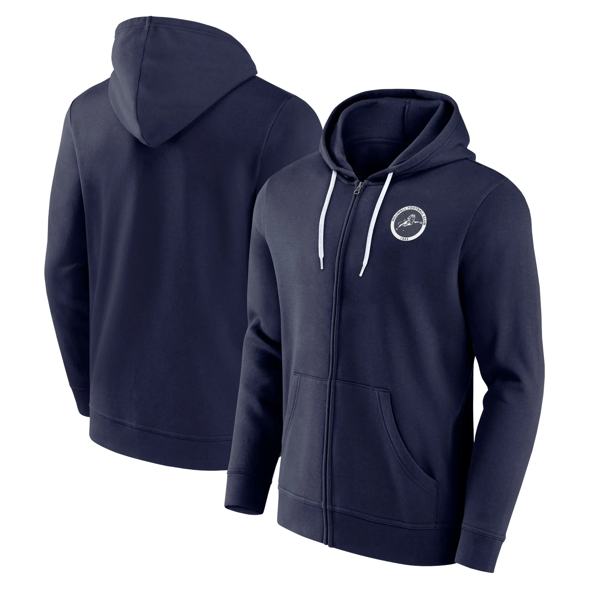 Millwall Essentials Small Crest Full Zip Hoodie - Navy - Mens