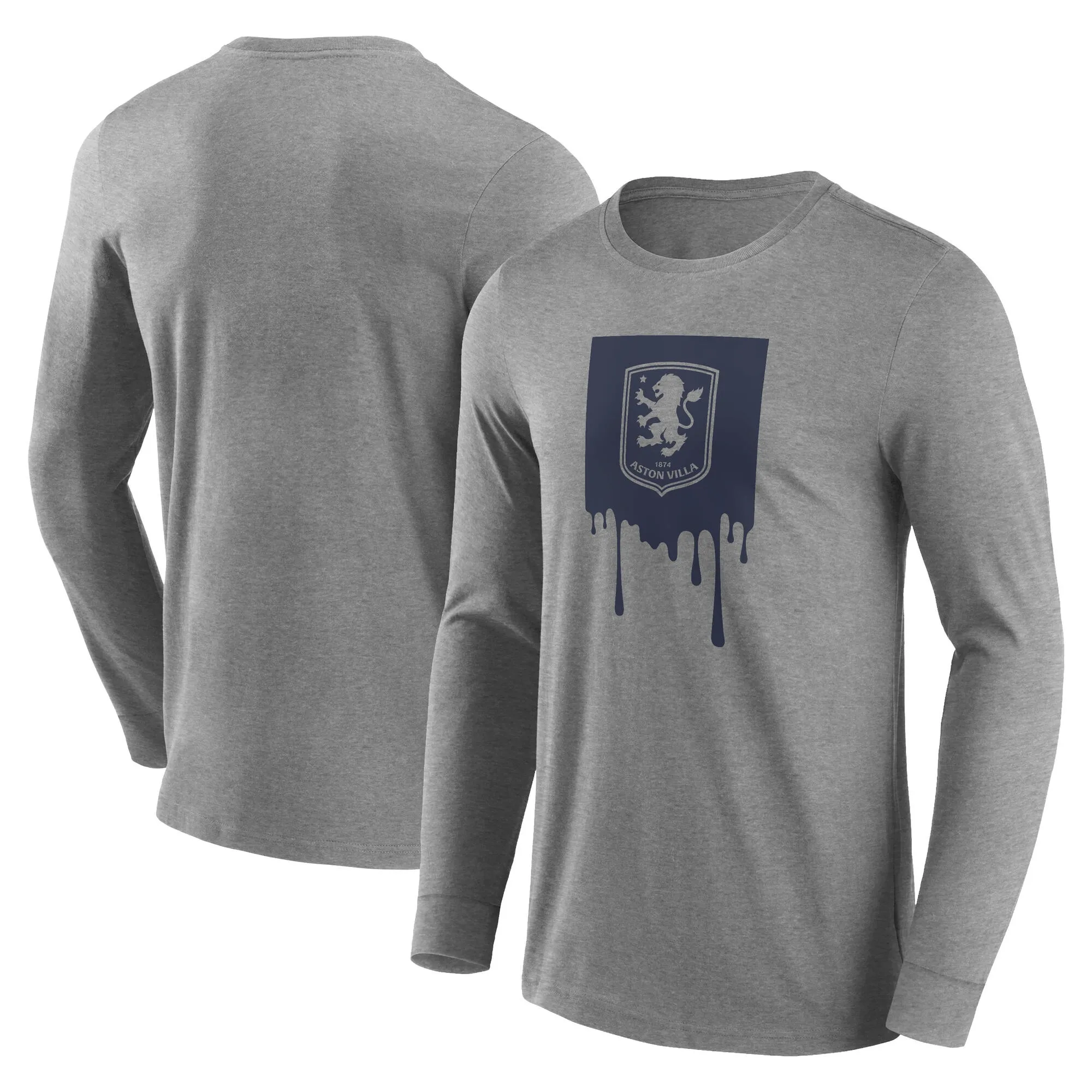Aston Villa Liquify Graphic LS T-Shirt - Sports Grey - Mens