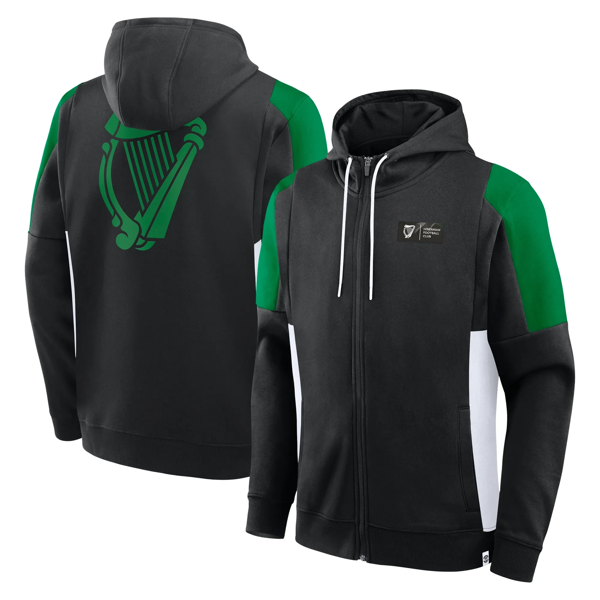 Hibernian Full Zip Hoodie - Black - Mens