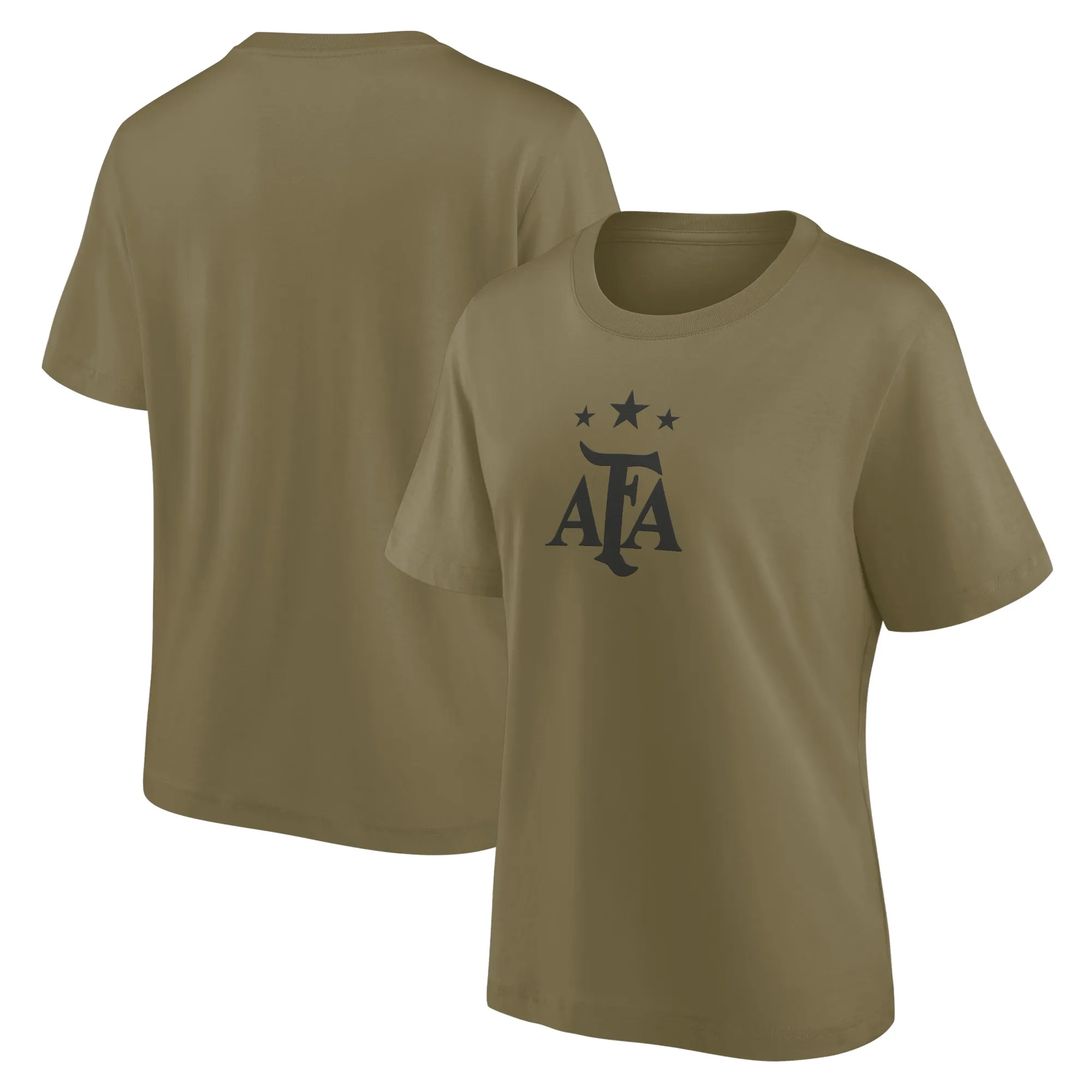 Argentina Mono Logo Graphic Oversized T-Shirt - Khaki - Womens