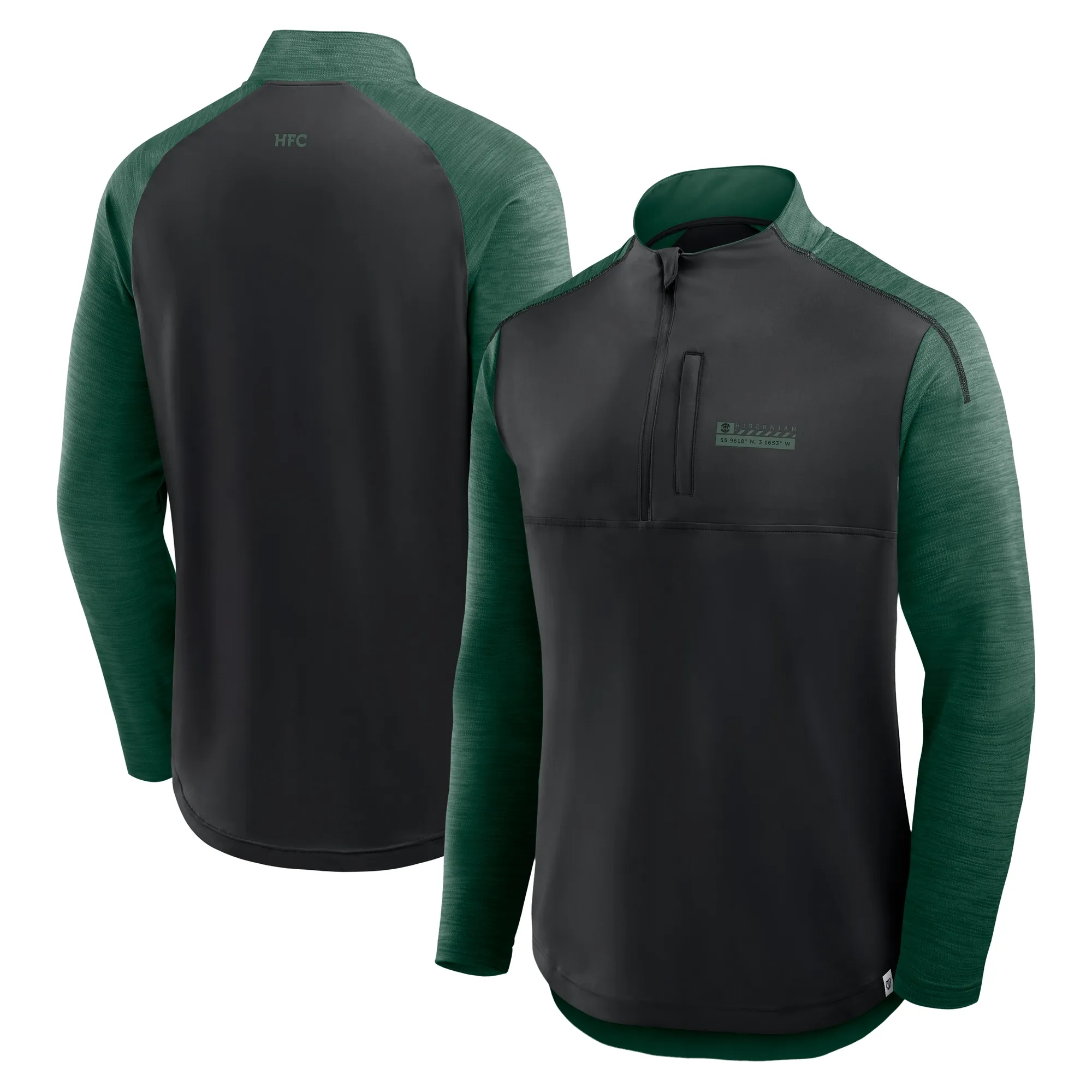 Hibernian Defender 1/4 Zip Top - Black - Mens