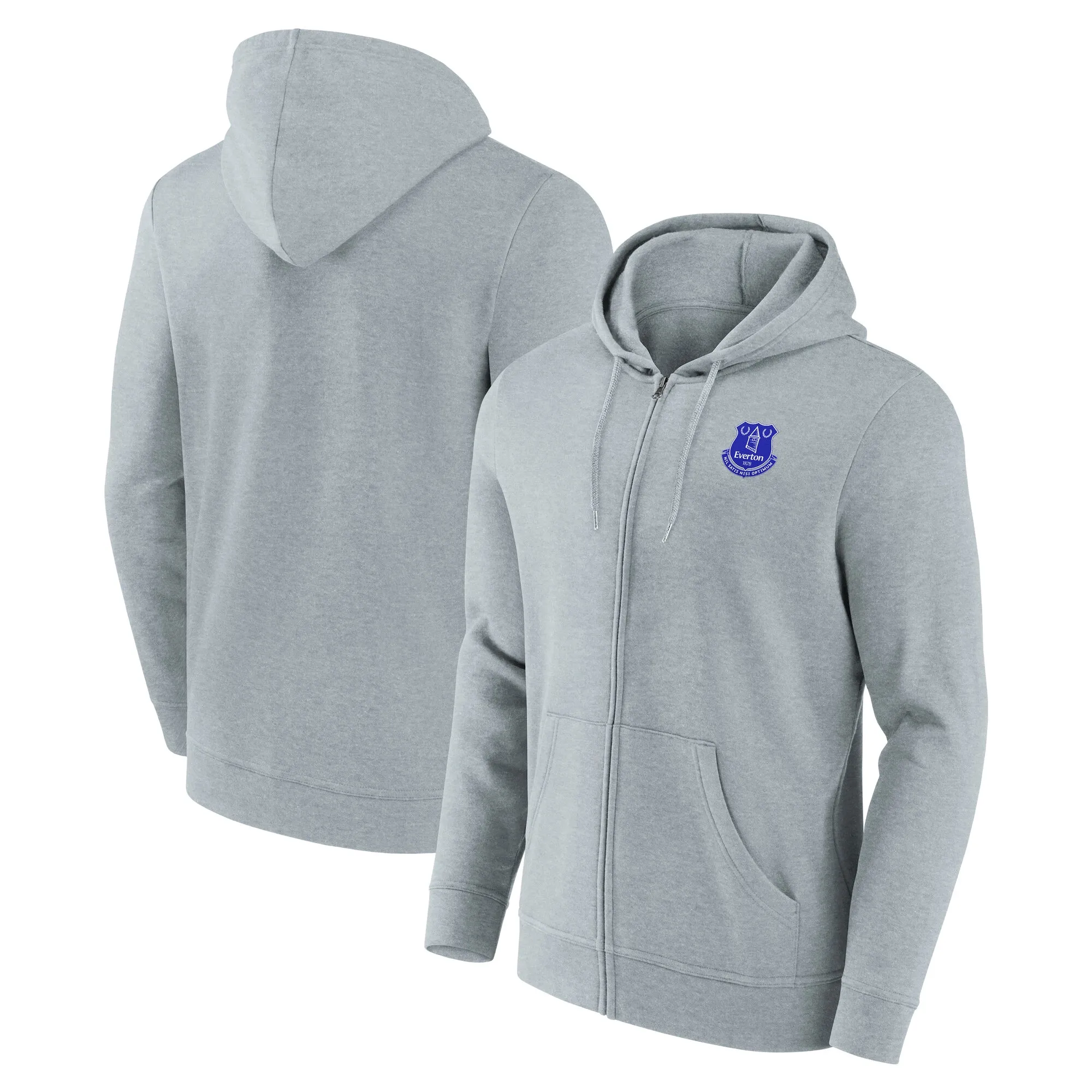 Everton Logo Full Zip Hoodie - Sports Grey
