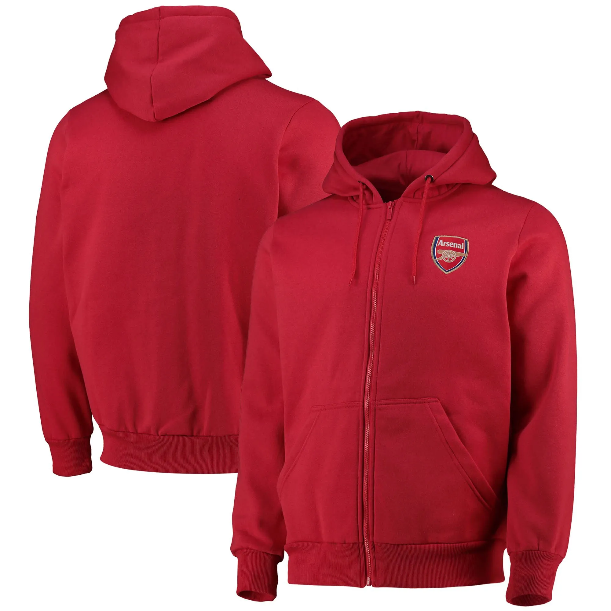 Arsenal Full Zip Hoodie - Red - Mens