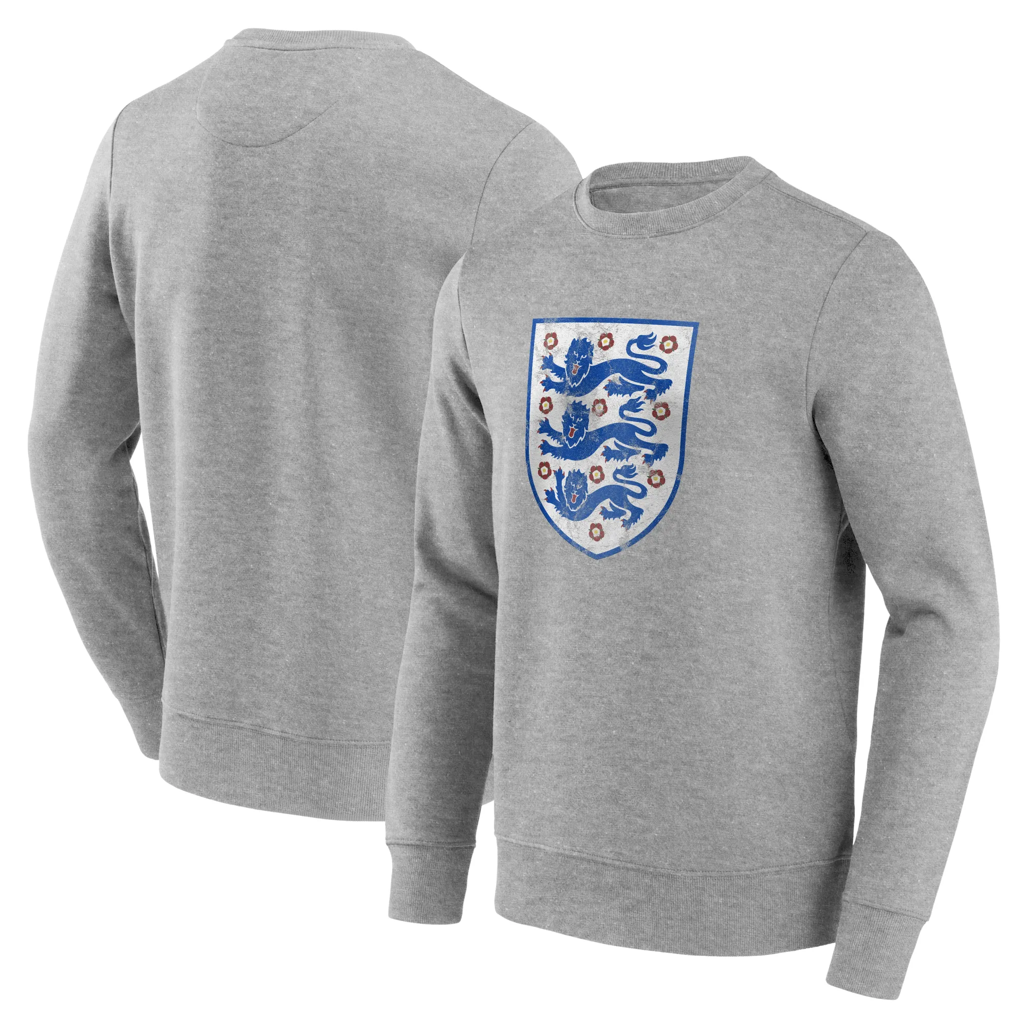 England Distressed Retro Graphic Crew Sweatshirt - Grey - Mens