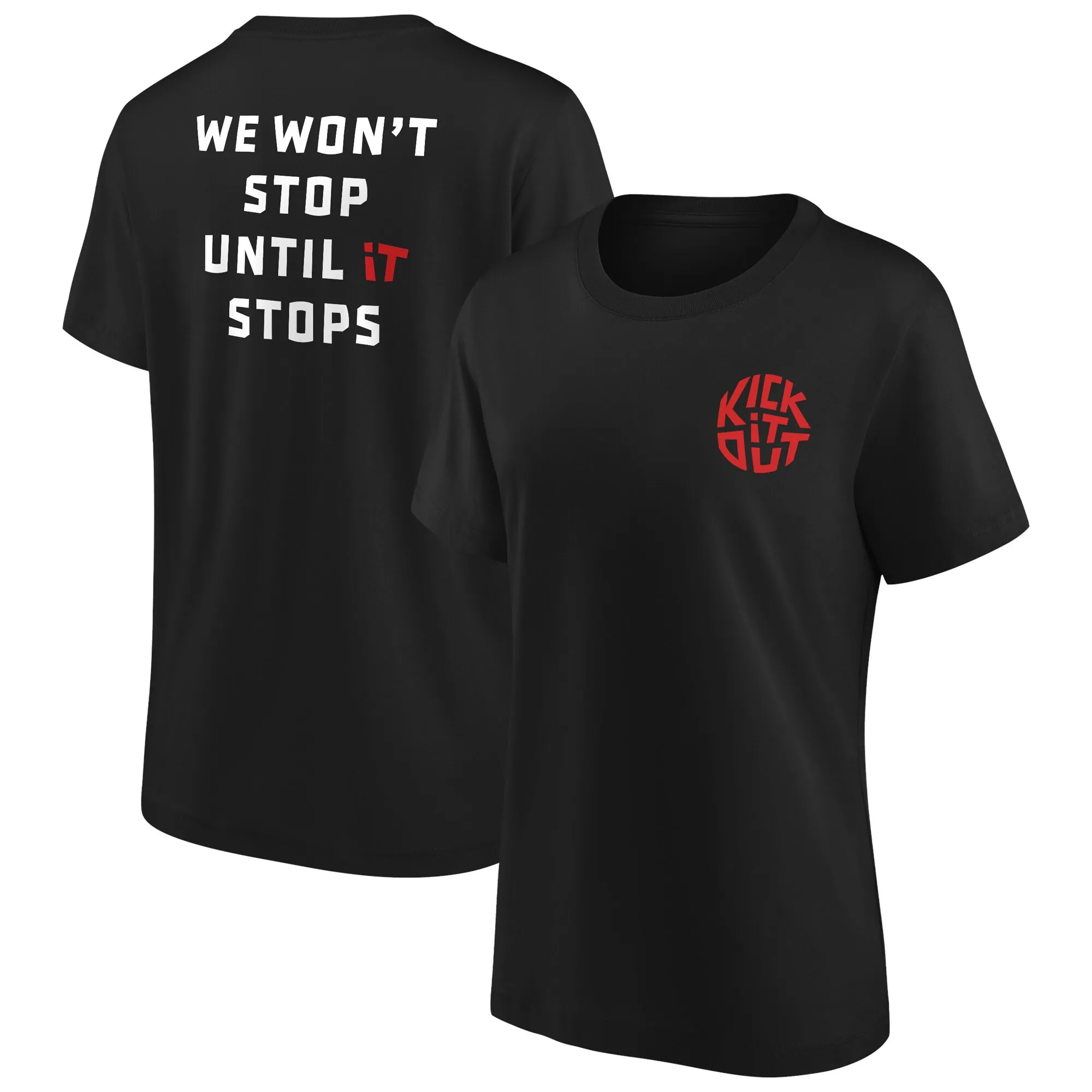 Kick It Out Slogan Graphic T-Shirt - Black/Red - Womens