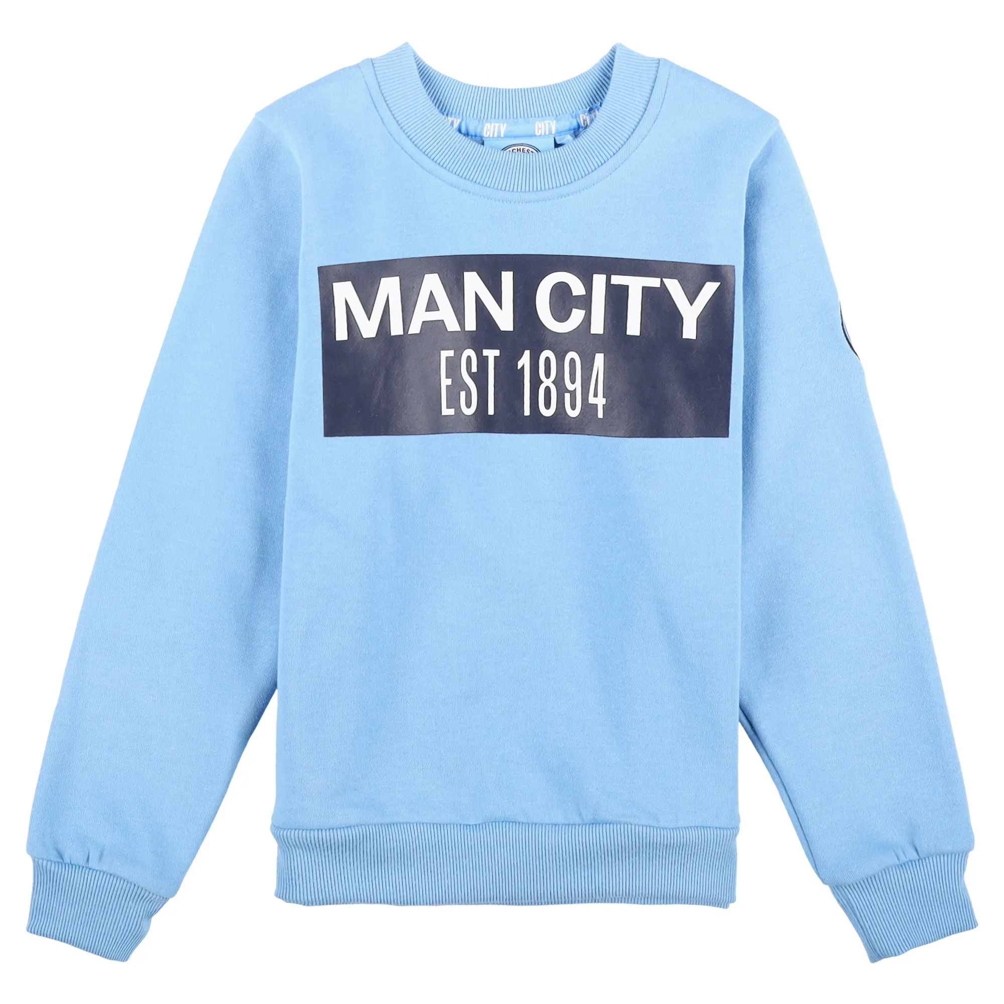Manchester City Graphic Crew Neck Sweatshirt - Sky - Kids