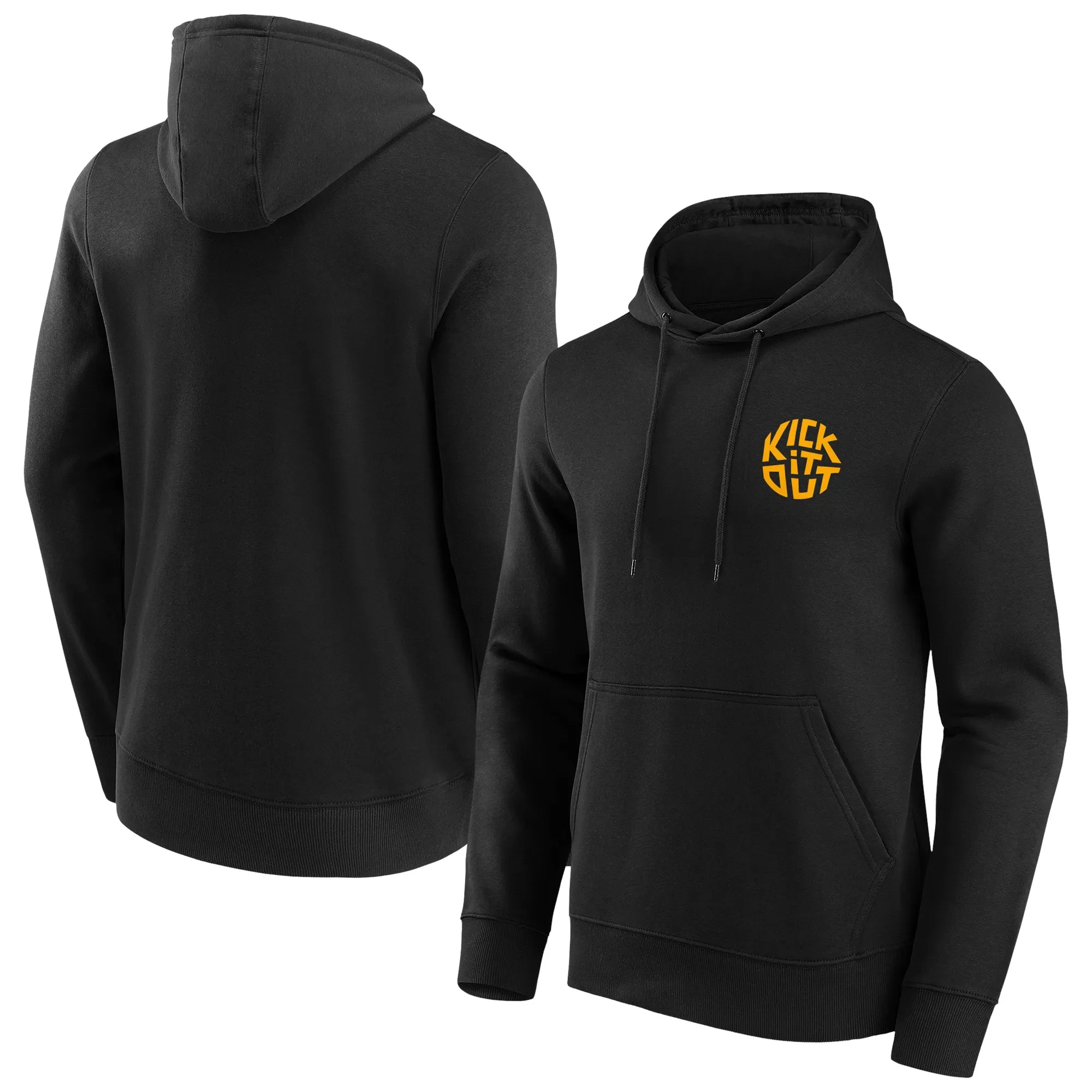 Kick It Out Slogan Graphic Hoodie - Black/Gold - Mens