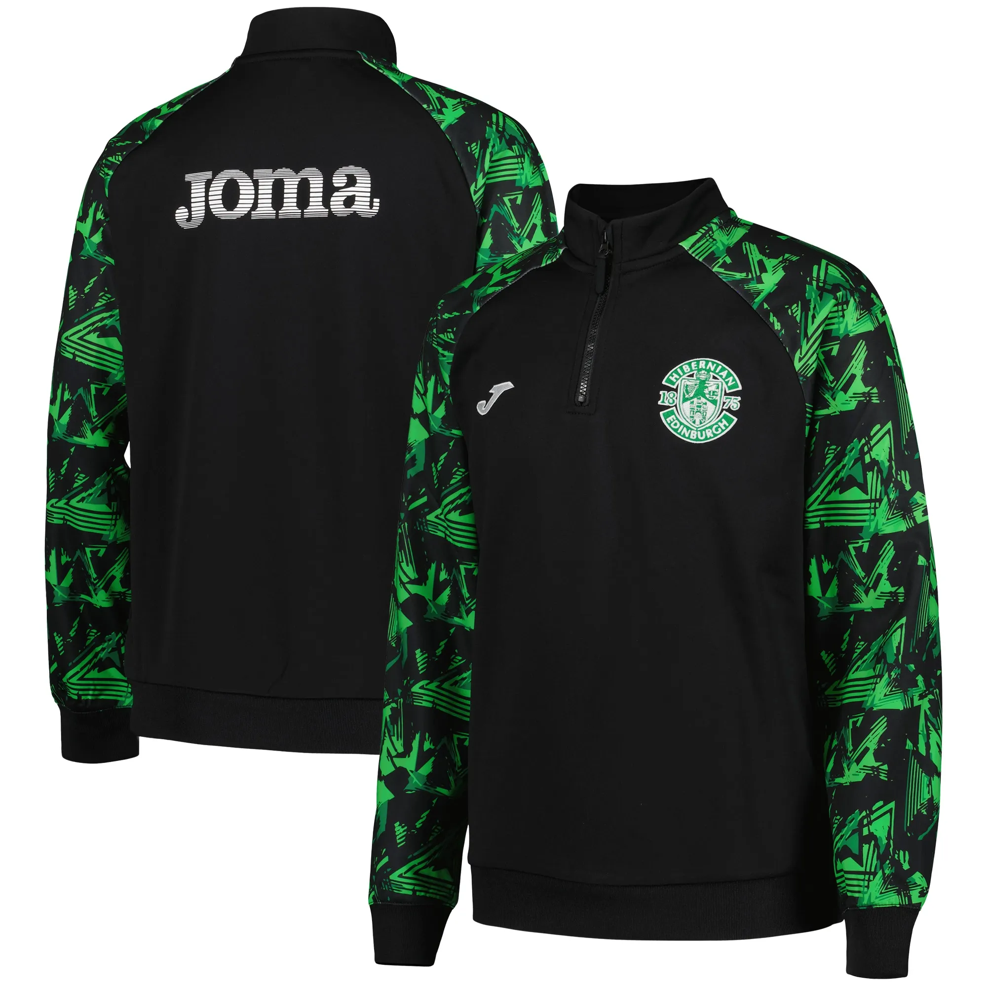 Hibernian Joma Coaches Training Midlayer Top - Black/Green - Kids