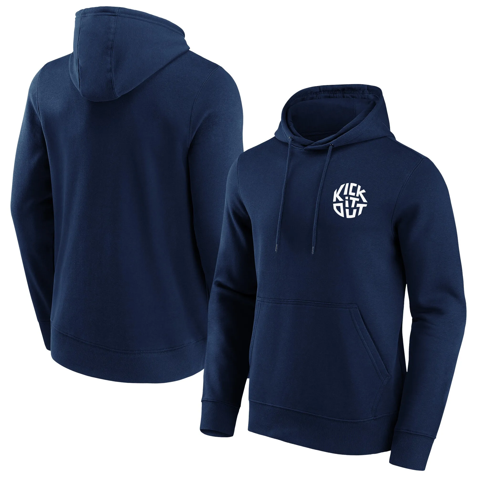 Kick It Out Slogan Graphic Hoodie - Navy/White - Mens