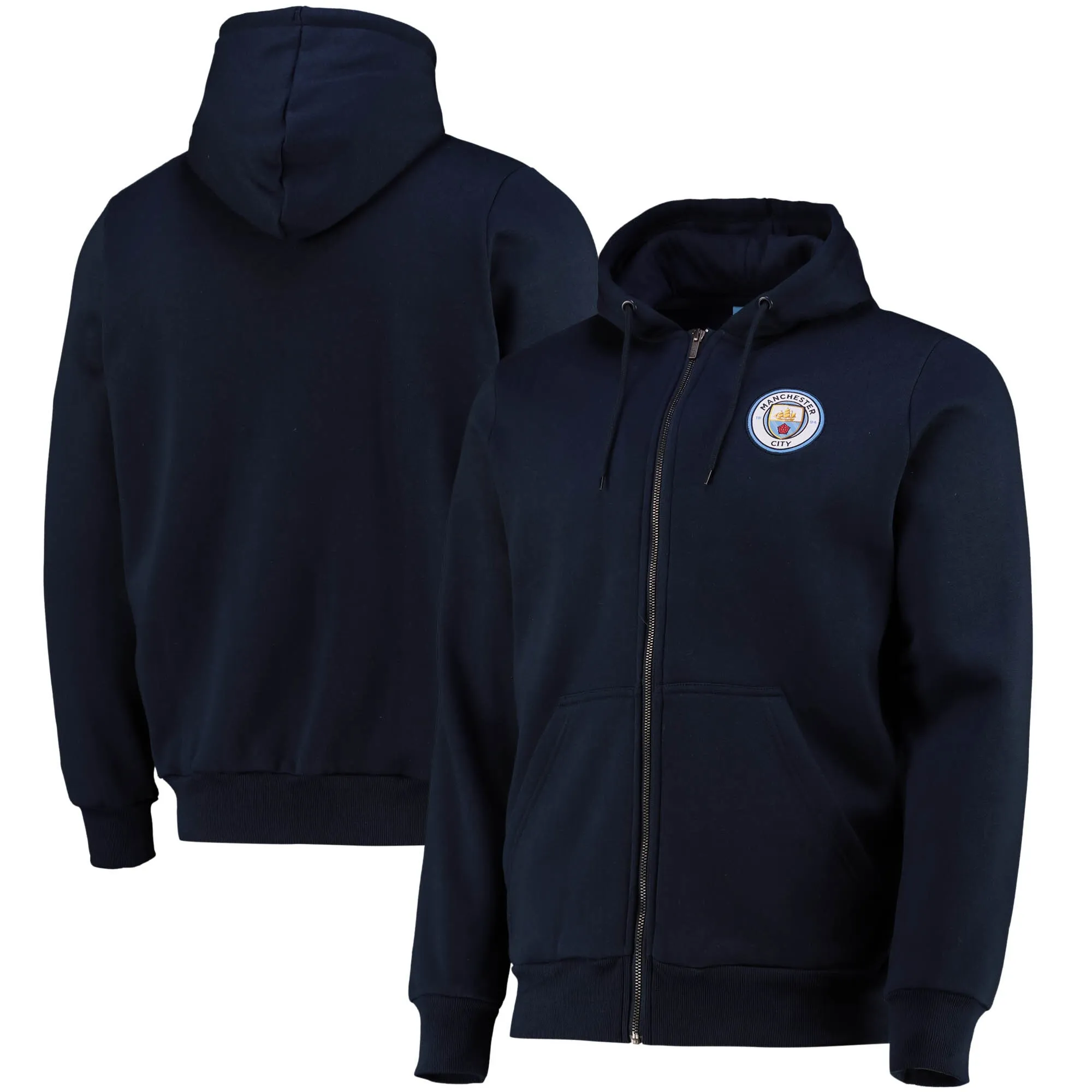 Manchester City Full Zip Hoodie - Navy - Mens