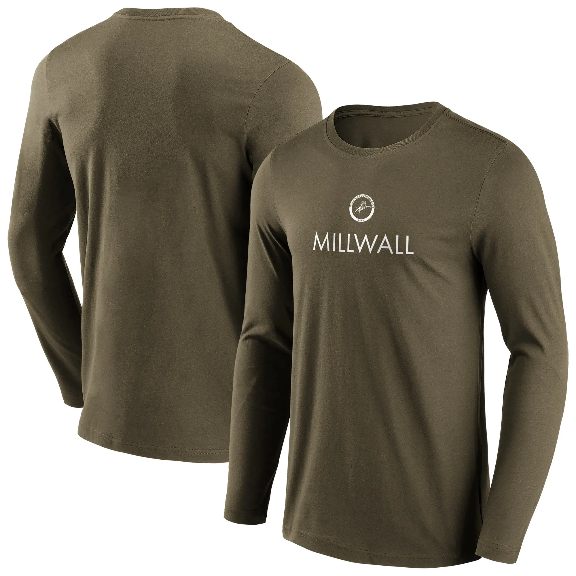 Millwall Wordmark Logo Graphic Long Sleeve T-Shirt - Khaki - Mens