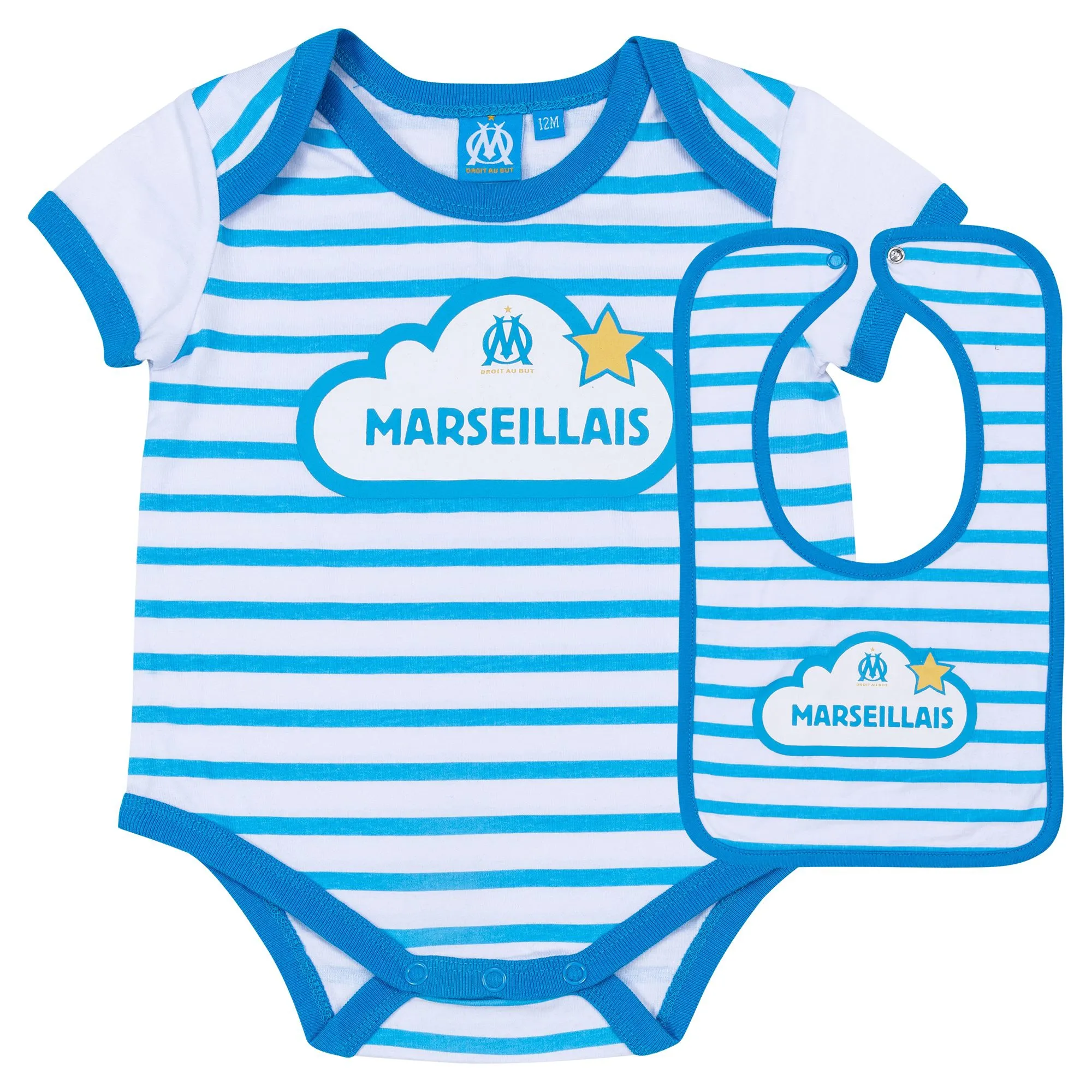 Olympique de Marseille Bodysuit & Bib Set - Blue/White - Baby