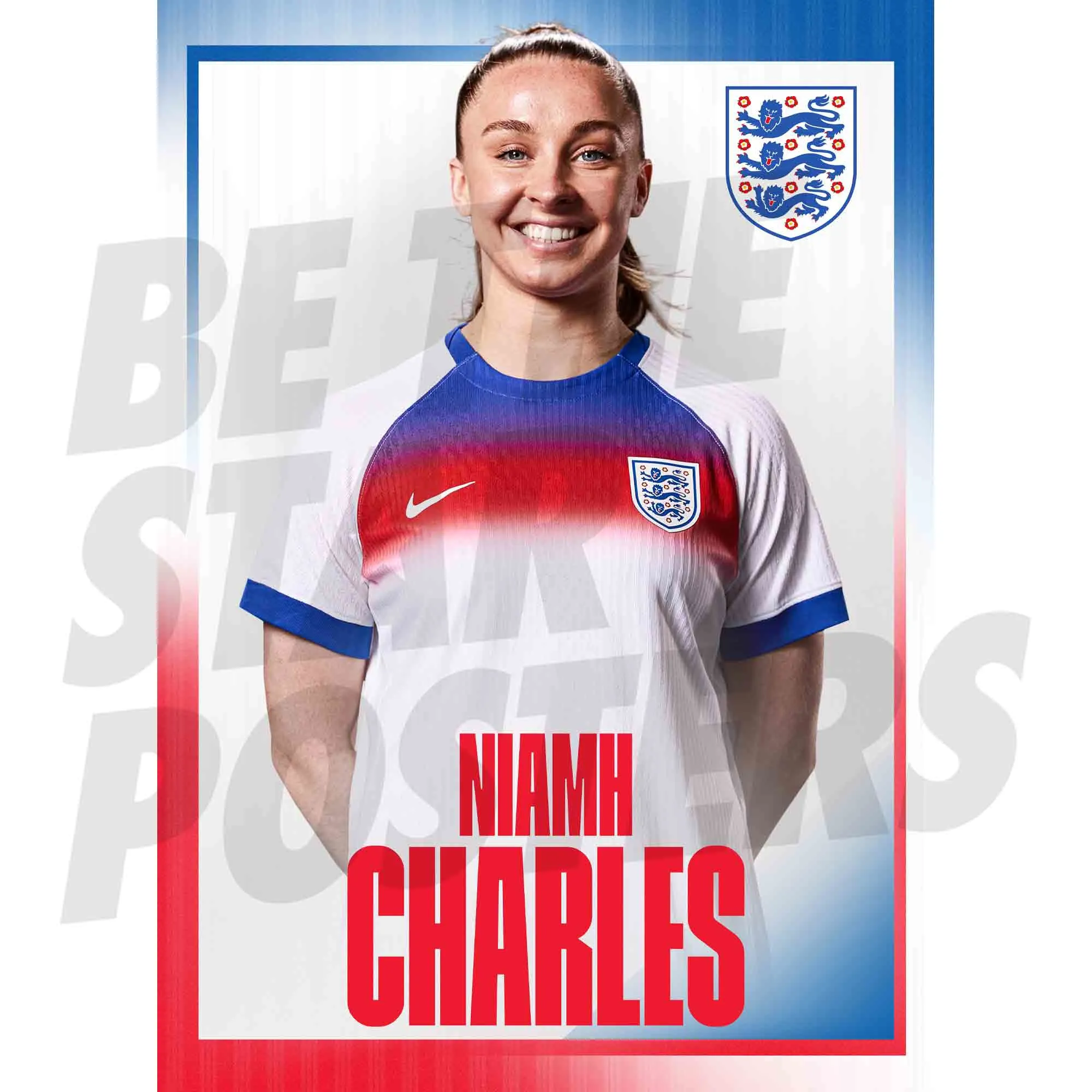 England Lionesses Niamh Charles 25/26 Home Headshot A3 Poster