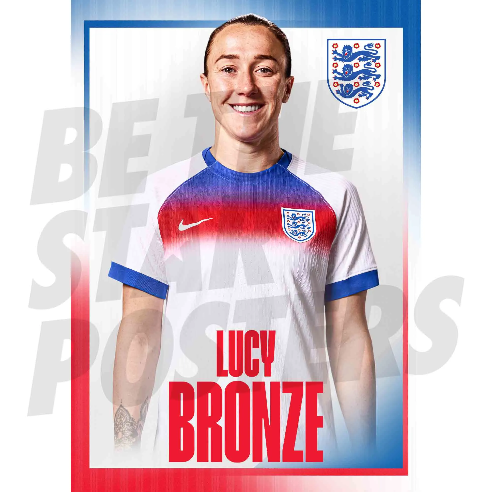 England Lionesses Lucy Bronze 25/26 Home Headshot A3 Poster