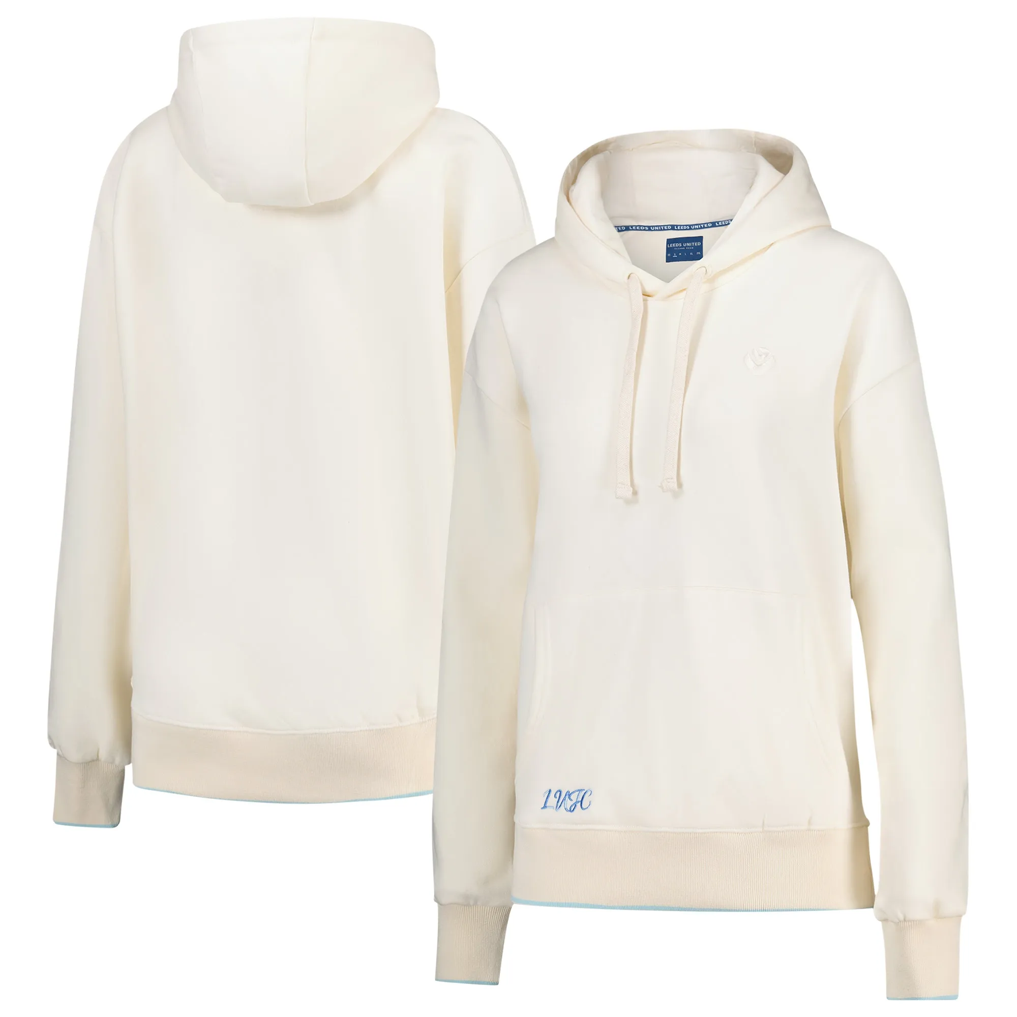 Leeds United Mono Logo Graphic Elevated Full Zip Hoodie - Natural - Womens