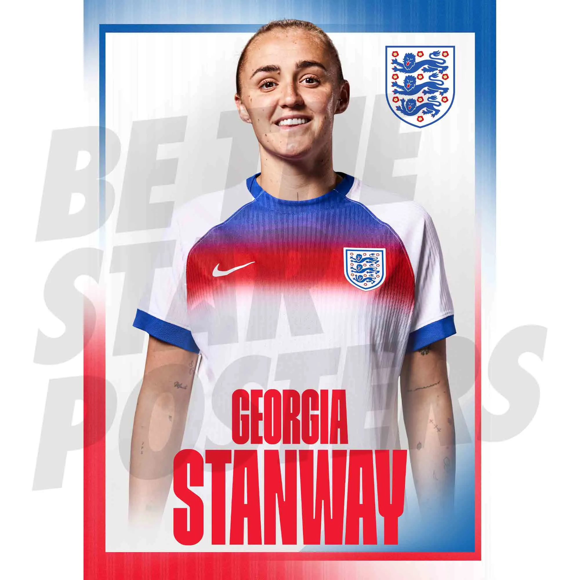England Lionesses Georgia Stanway 25/26 Home Headshot A3 Poster