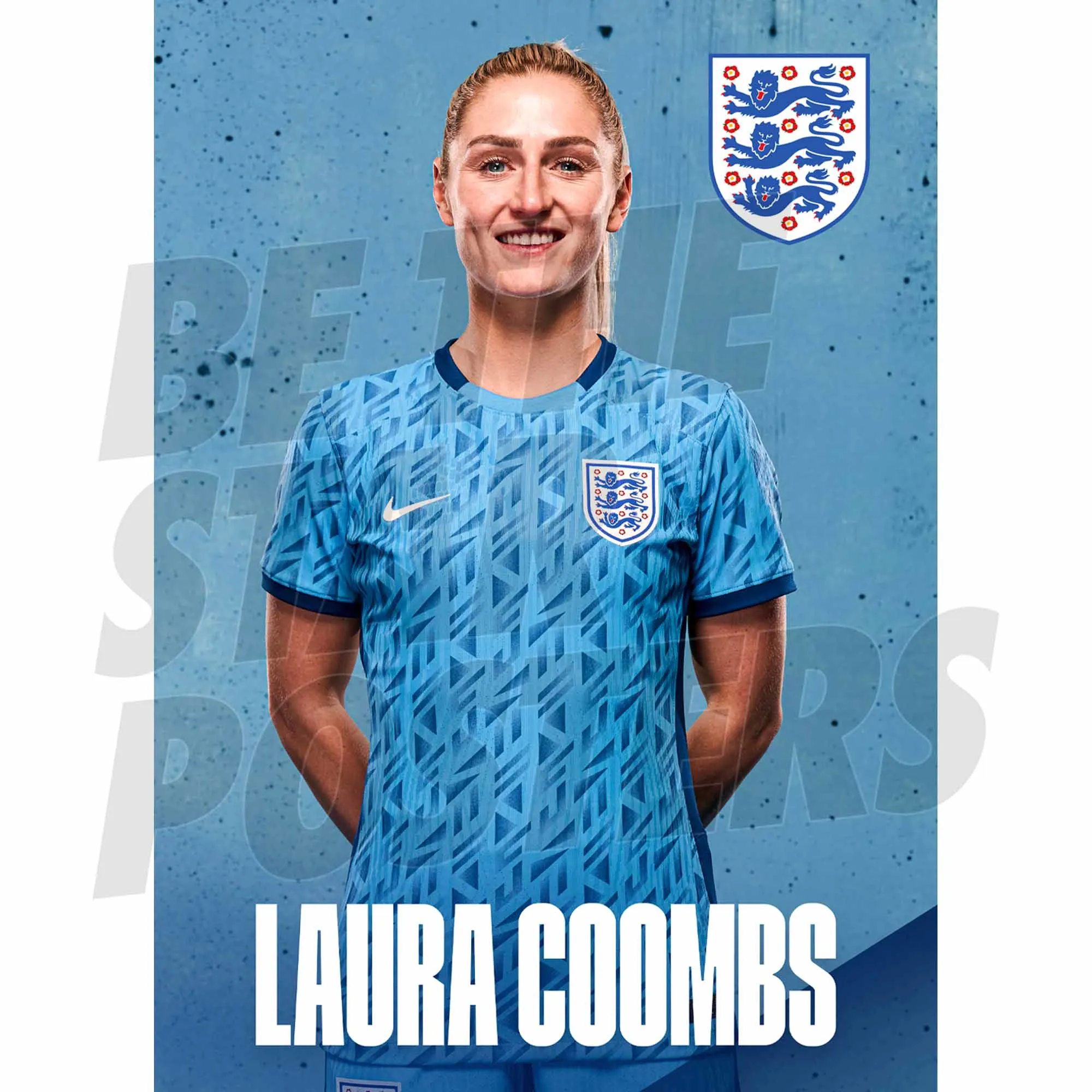 England Laura Coombs Headshot Away Poster A3