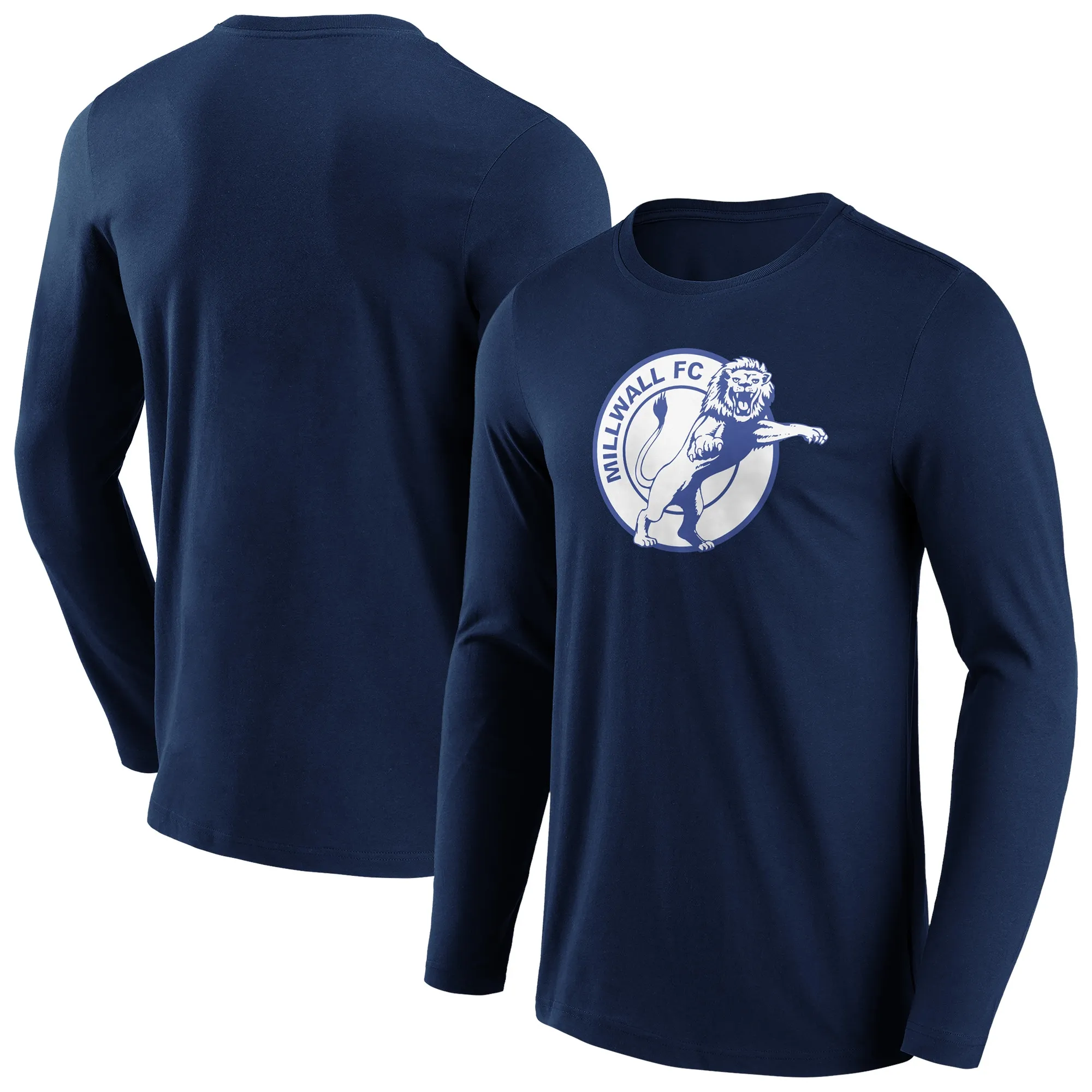 Millwall Retro Logo Graphic Long Sleeve T-Shirt - Navy - Mens