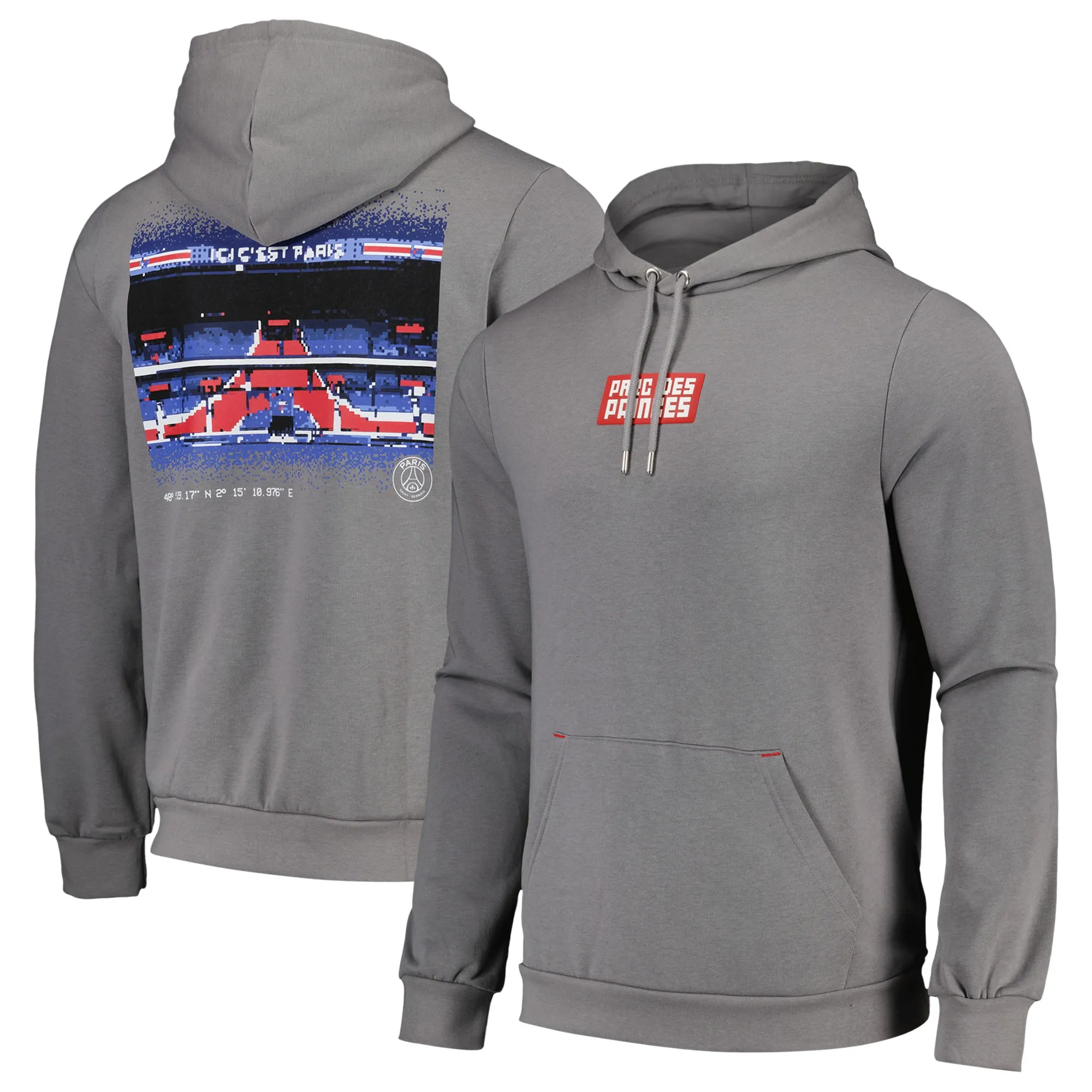PSG PSG Parc Des Princes Oversized Hoodie - Charcoal Marl - Mens