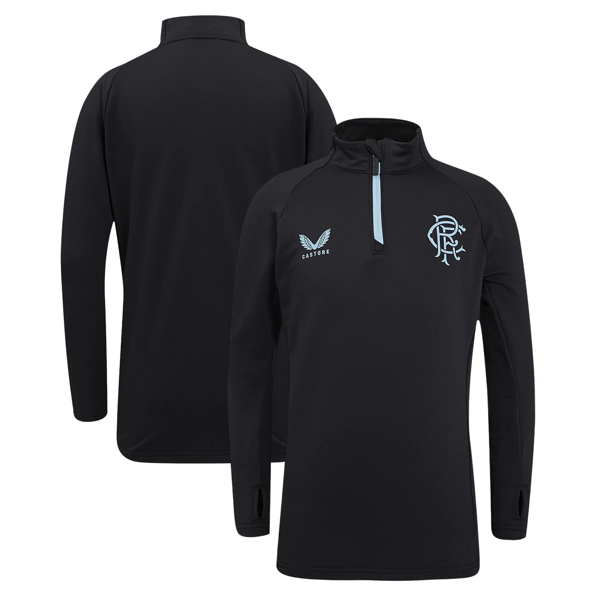 Glasgow Rangers Castore Coaches Training 1/4 Zip Midlayer - Black - Kids