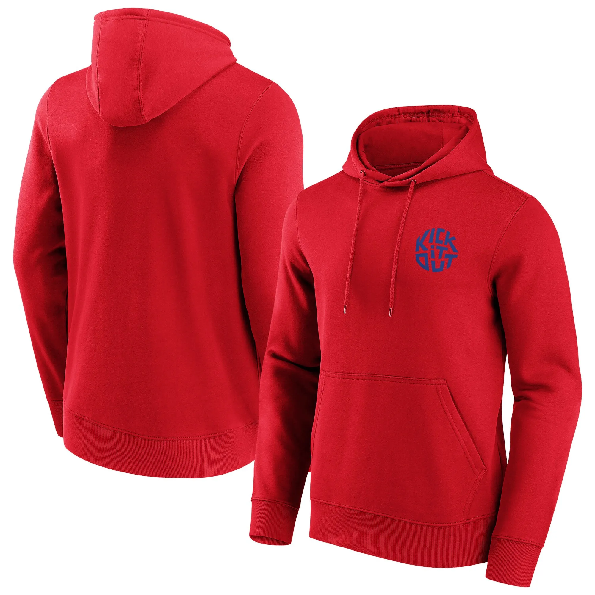 Kick It Out Slogan Graphic Hoodie - Red/Royal - Mens