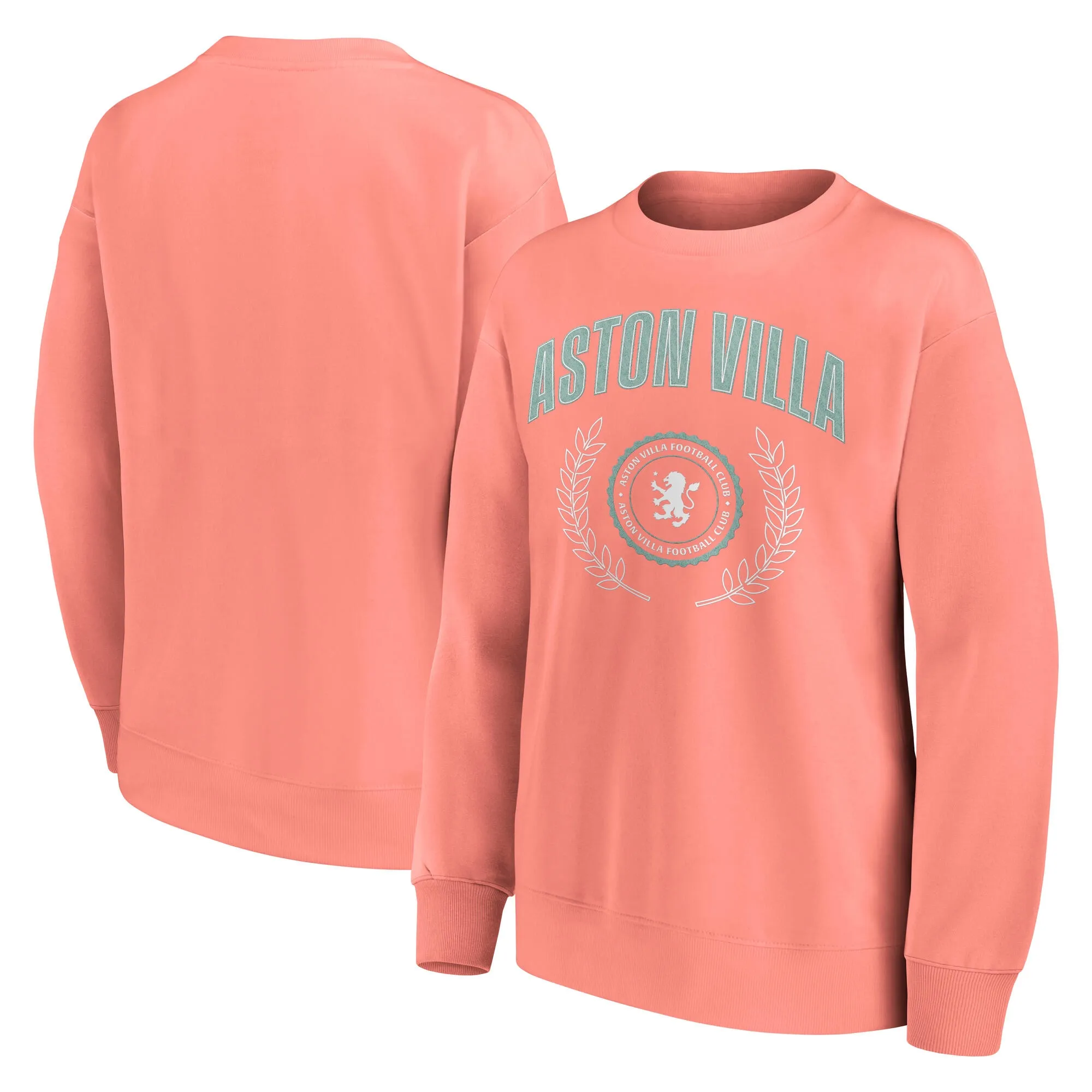 Aston Villa Rebel Academia Graphic Oversized Crew Sweatshirt - Coral Haze - Womens