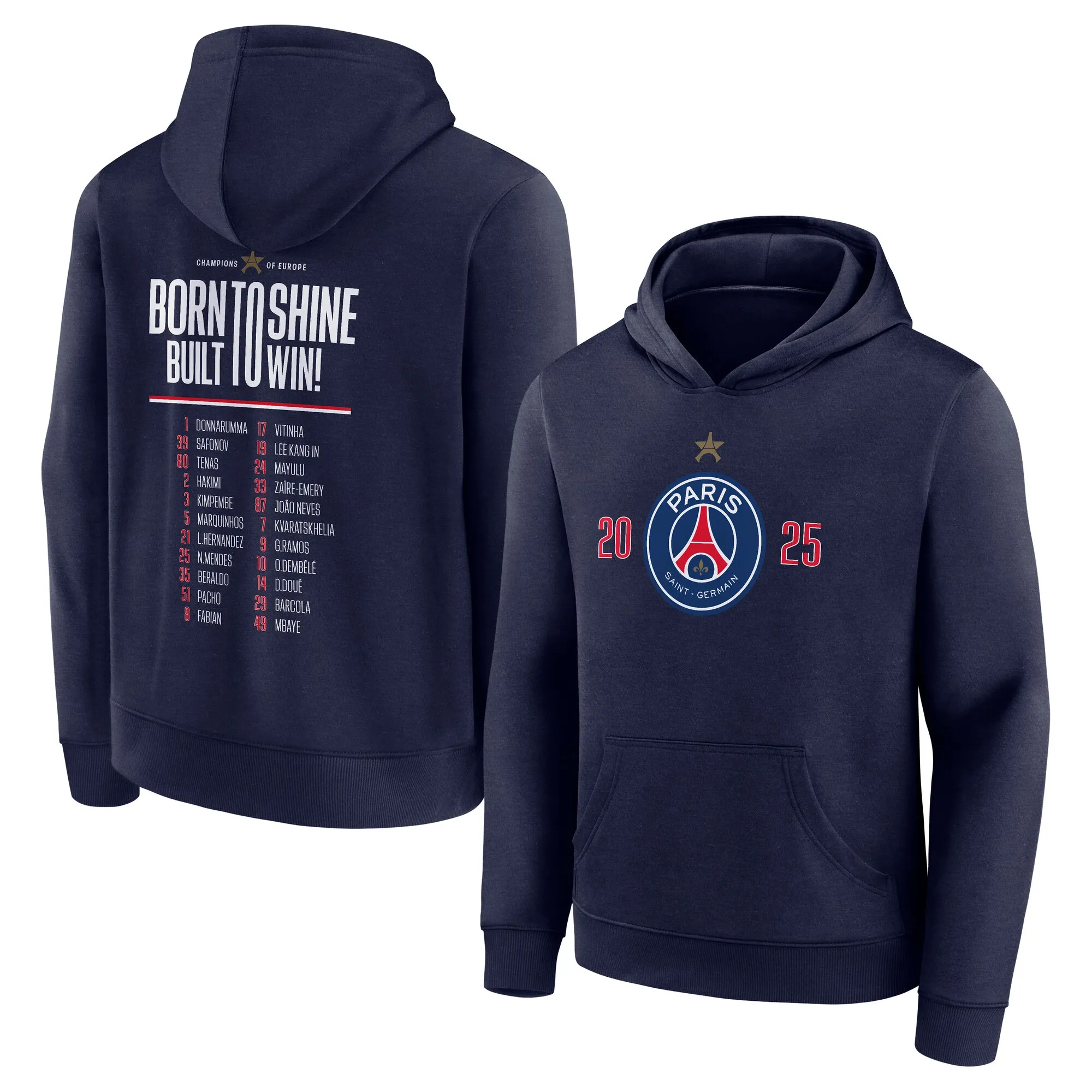 PSG European Champions Roster Graphic Hoodie - Navy - Kids