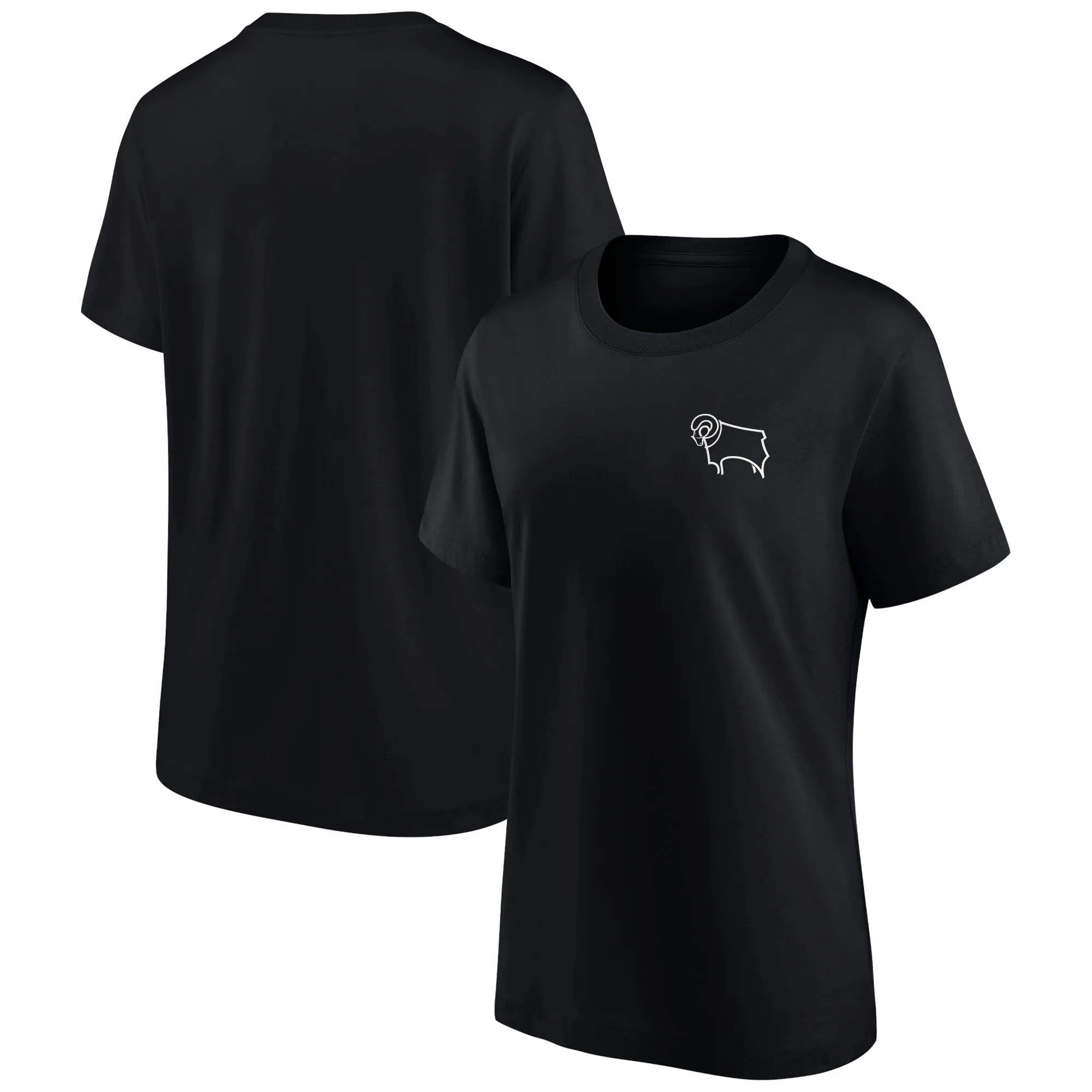 Derby County Essentials Small Crest T-Shirt - Black - Womens