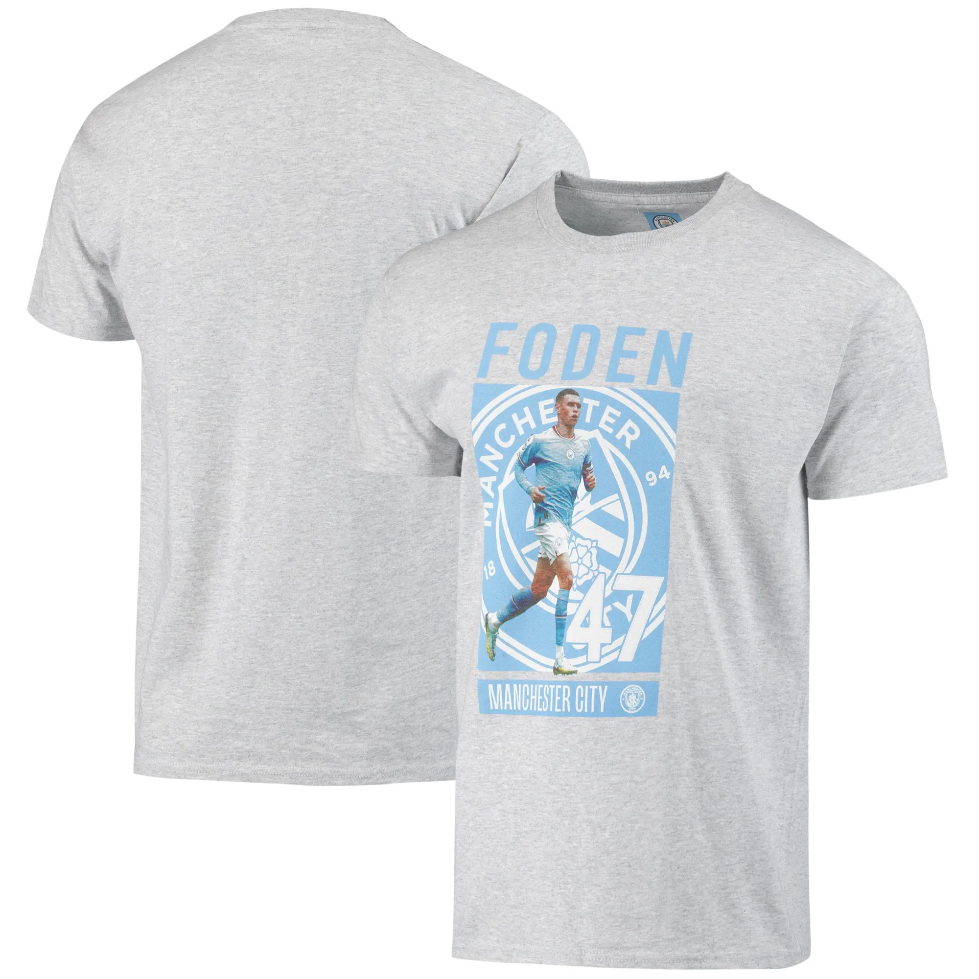Manchester City Foden Graphic T-Shirt - Grey Marl - Mens