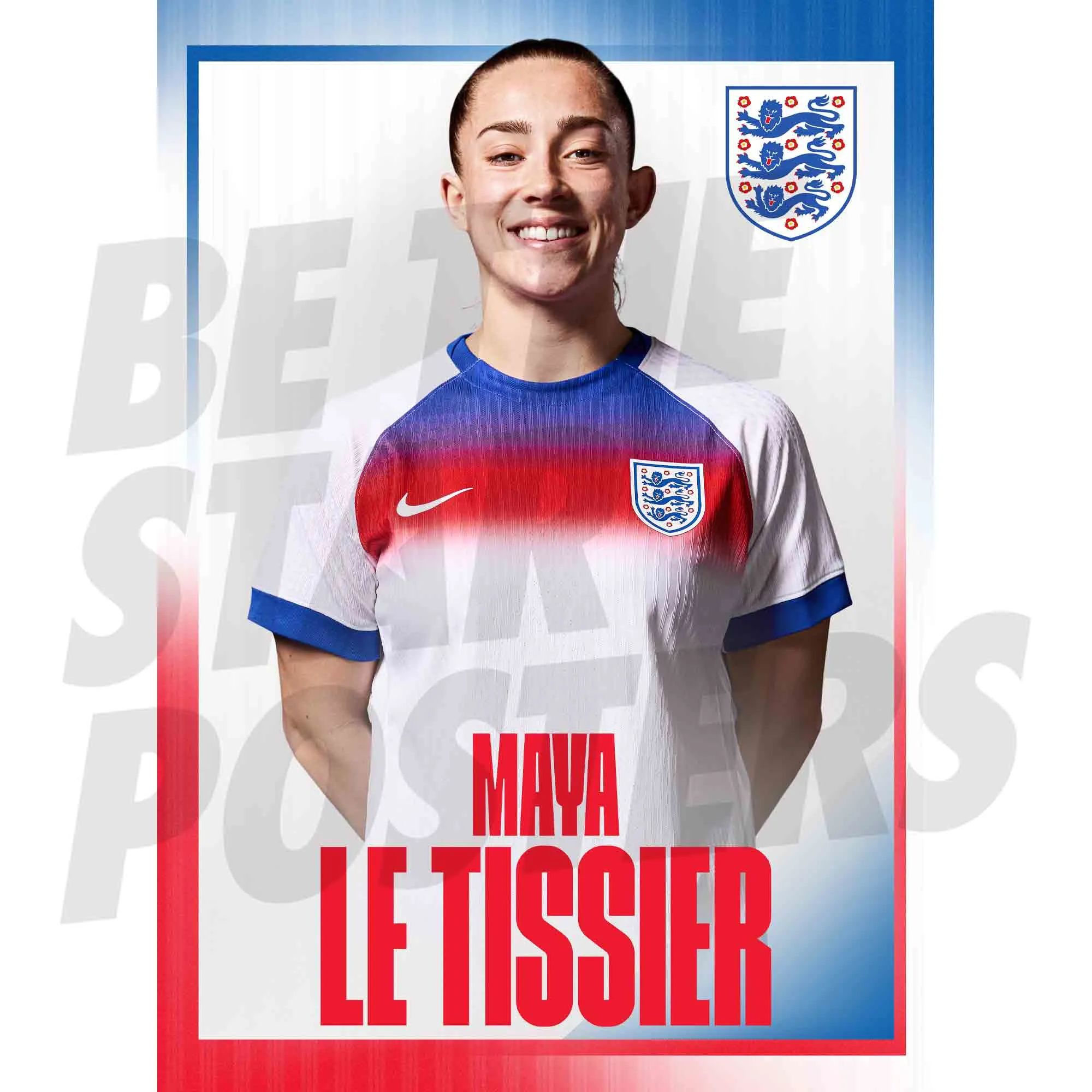 England Lionesses Maya Le Tissier 25/26 Home Headshot A3 Poster