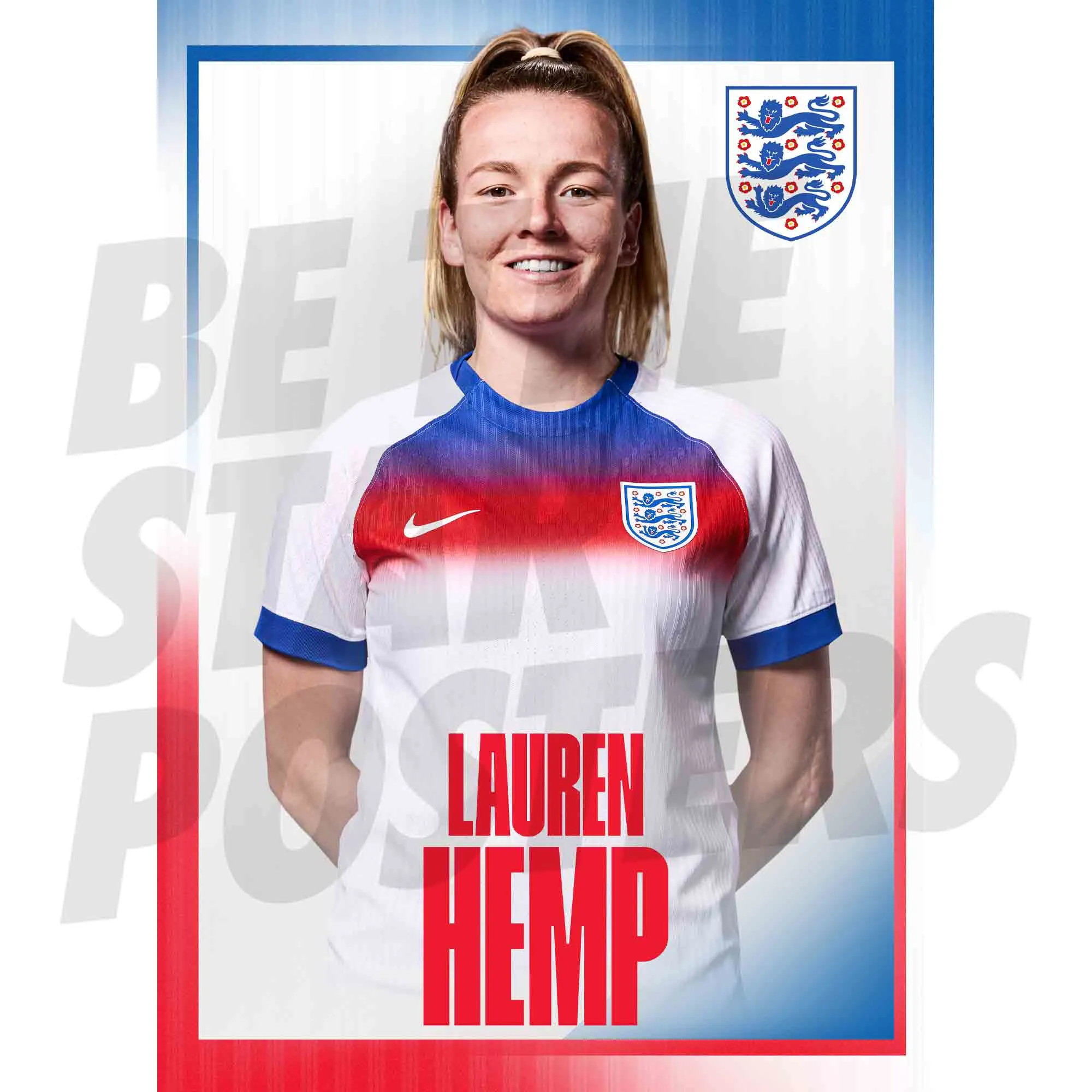 England Lionesses Lauren Hemp 25/26 Home Headshot A3 Poster