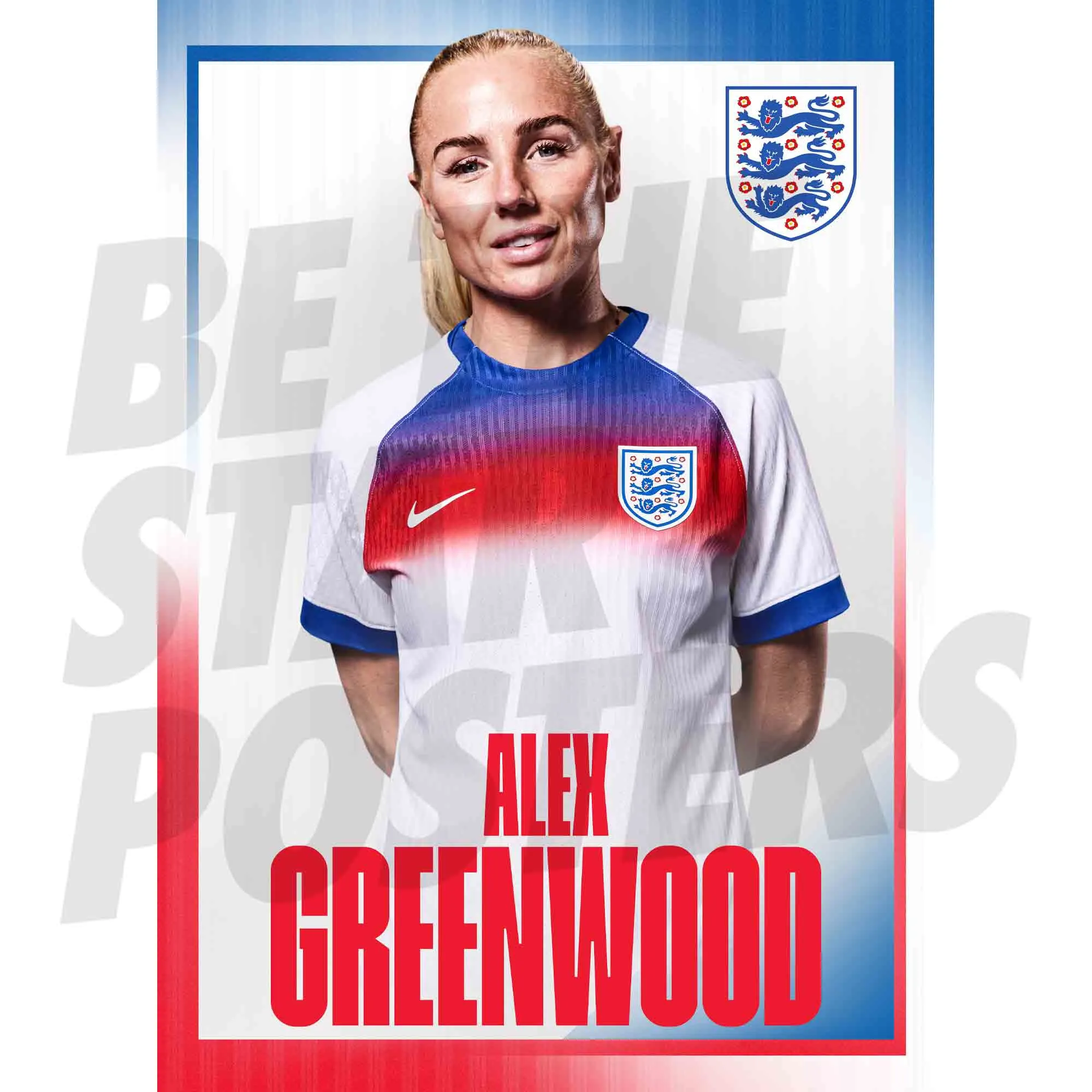 England Lionesses Alex Greenwood 25/26 Home Headshot A3 Poster