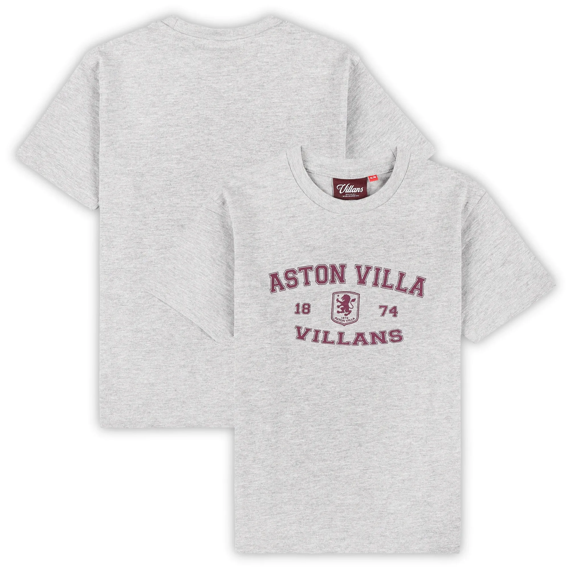 Aston Villa Slogan T-Shirt - Grey Marl - Boys
