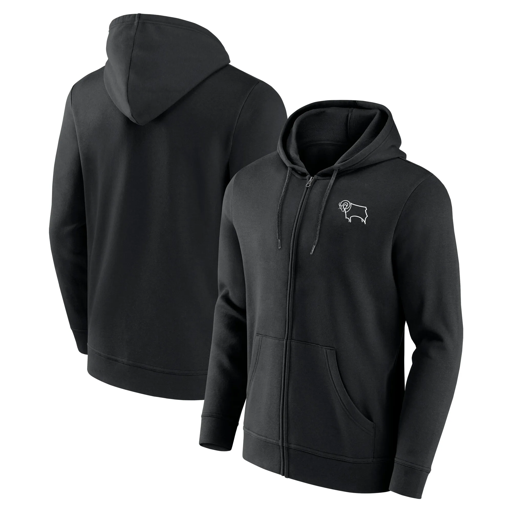 Derby County Logo Full Zip Hoodie - Black
