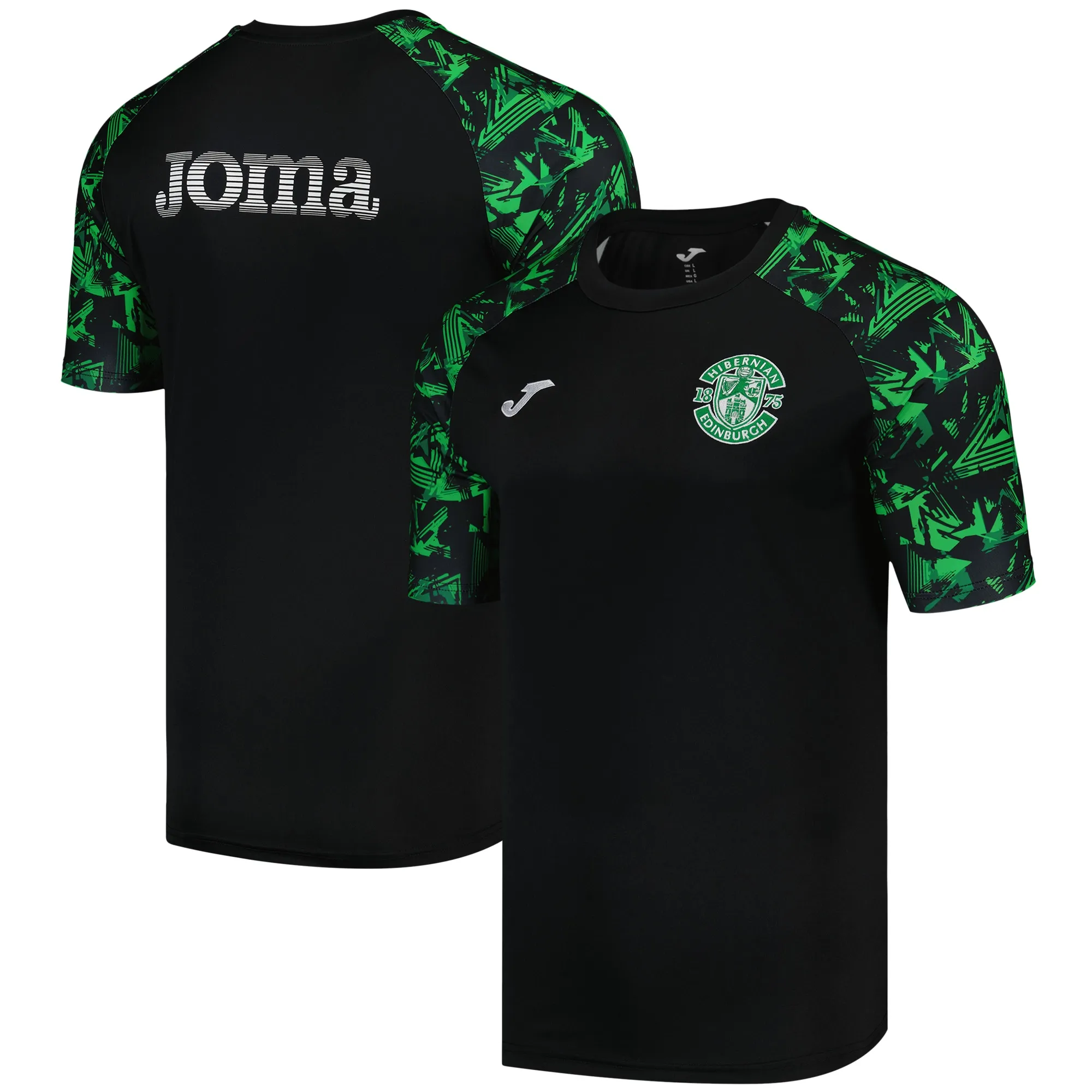 Hibernian Joma Coaches Training Top - Black/Green