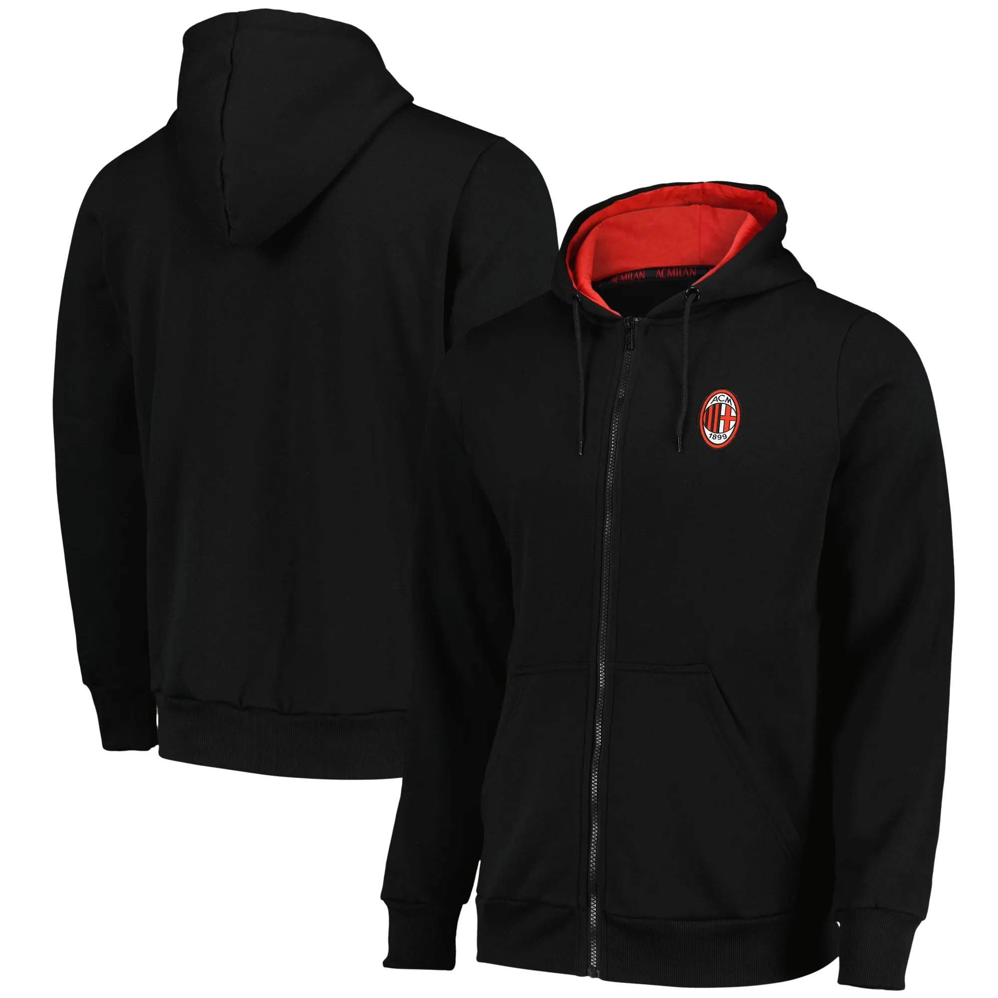 AC Milan Core Full Zip Hoodie - Black - Mens