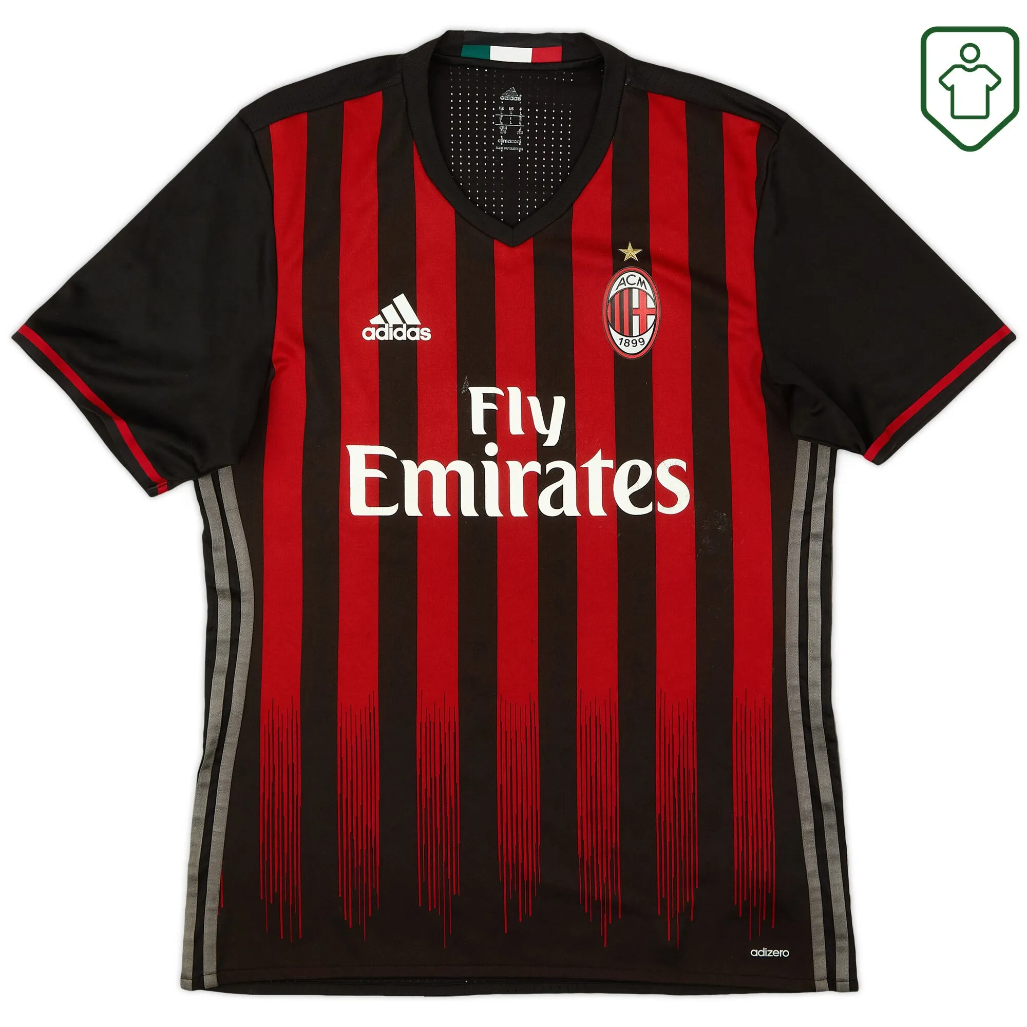 AC Milan adidas Home Shirt 2016-17 - Very Good - 6/10
