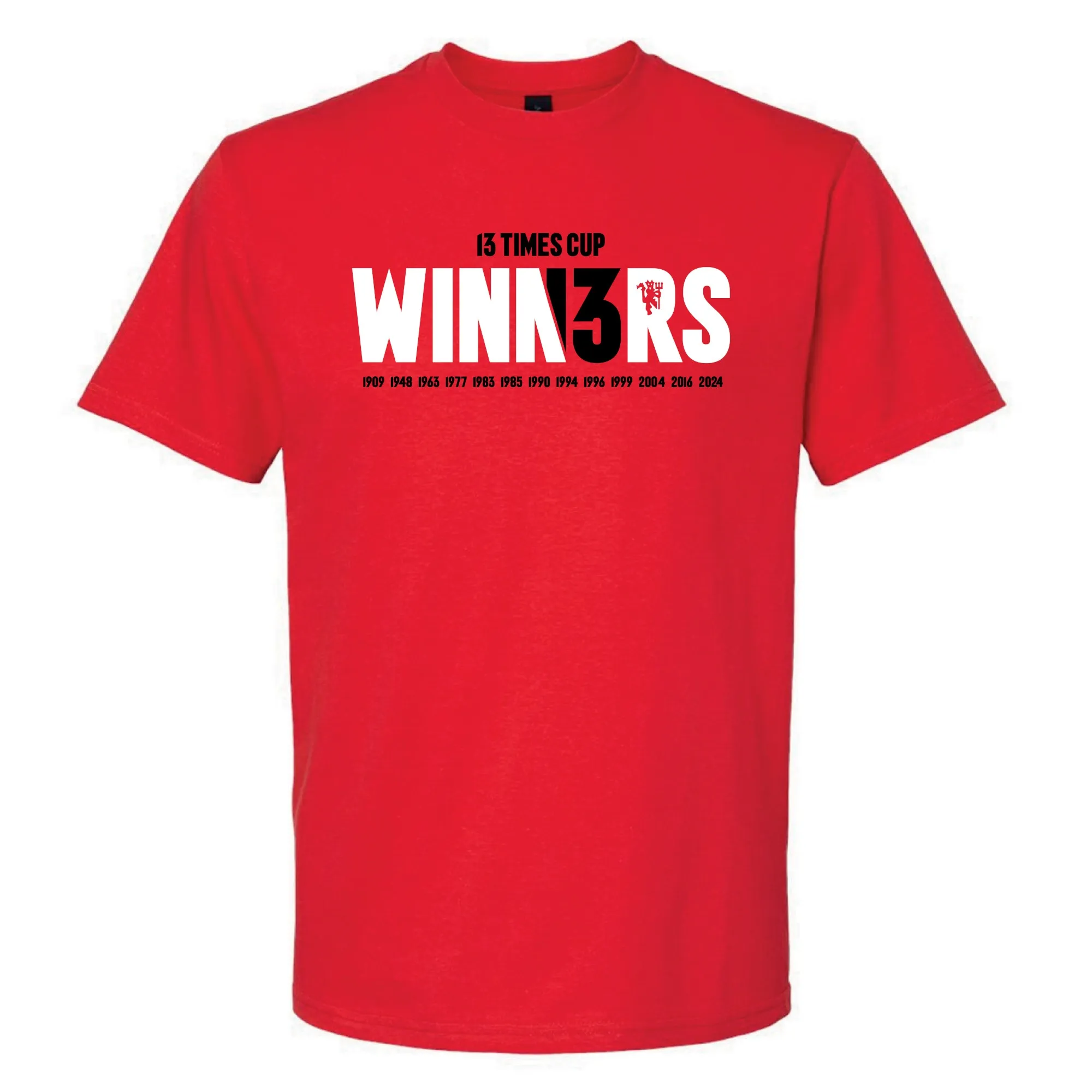 Manchester United Men's FA Cup Winners 2024 13 Times T-Shirt - Red - Kids