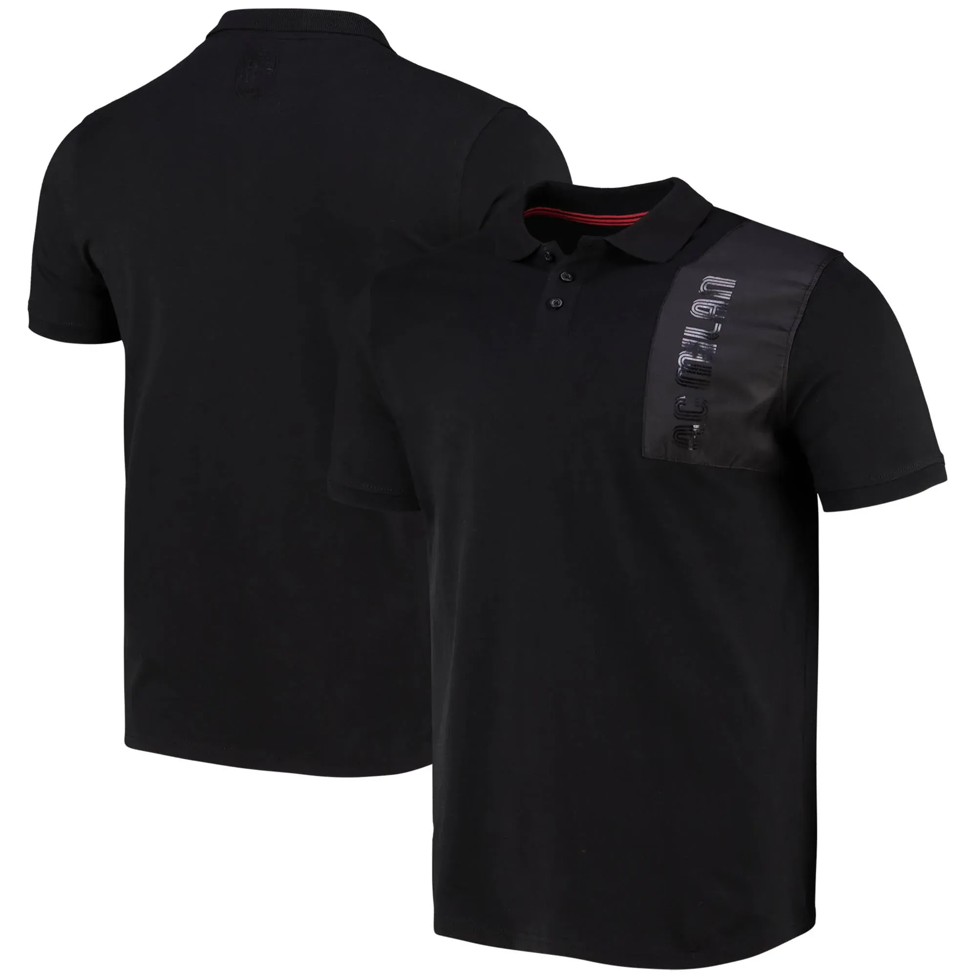 AC Milan Wordmark Polo Shirt - Black - Mens