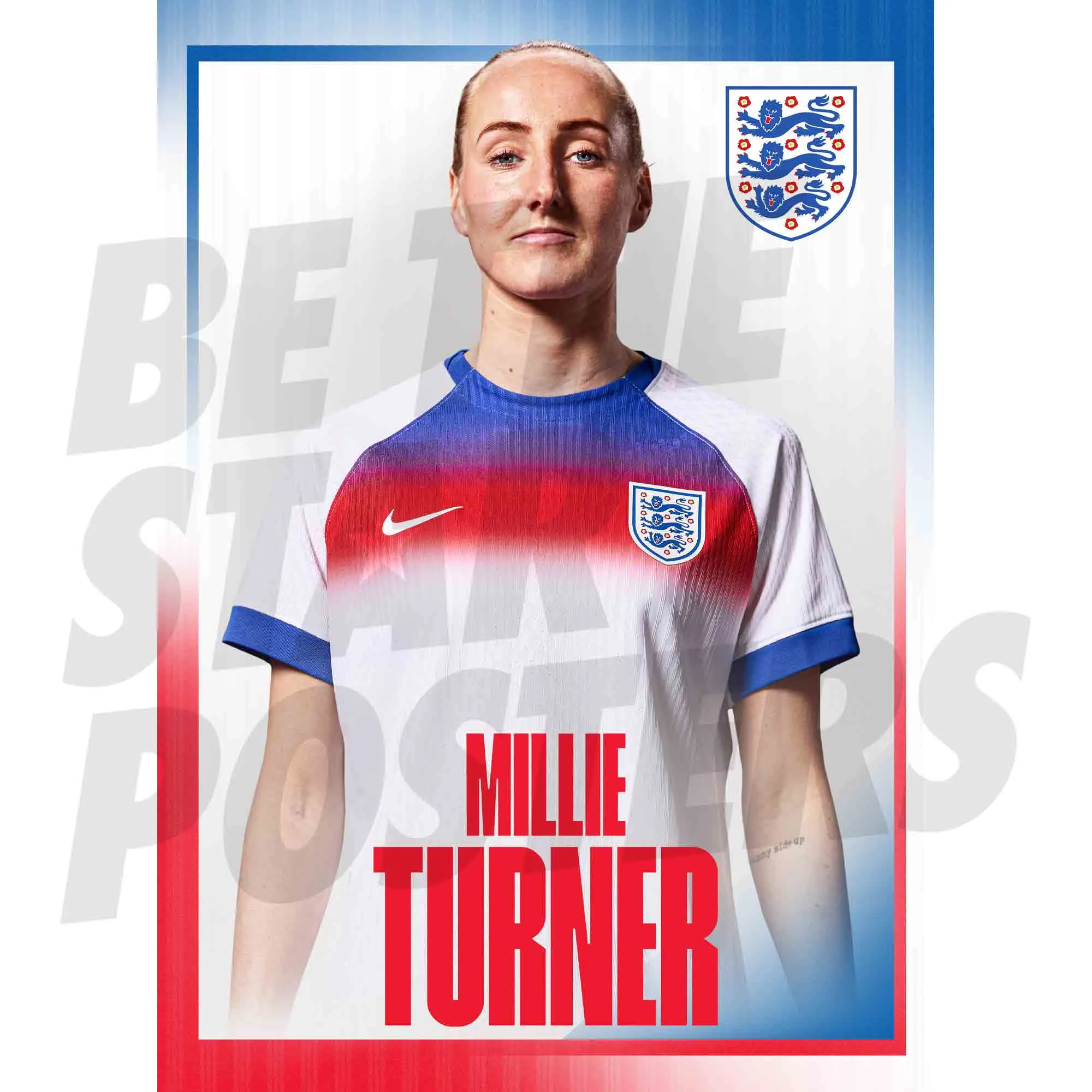 England Lionesses Millie Turner 25/26 Home Headshot A3 Poster