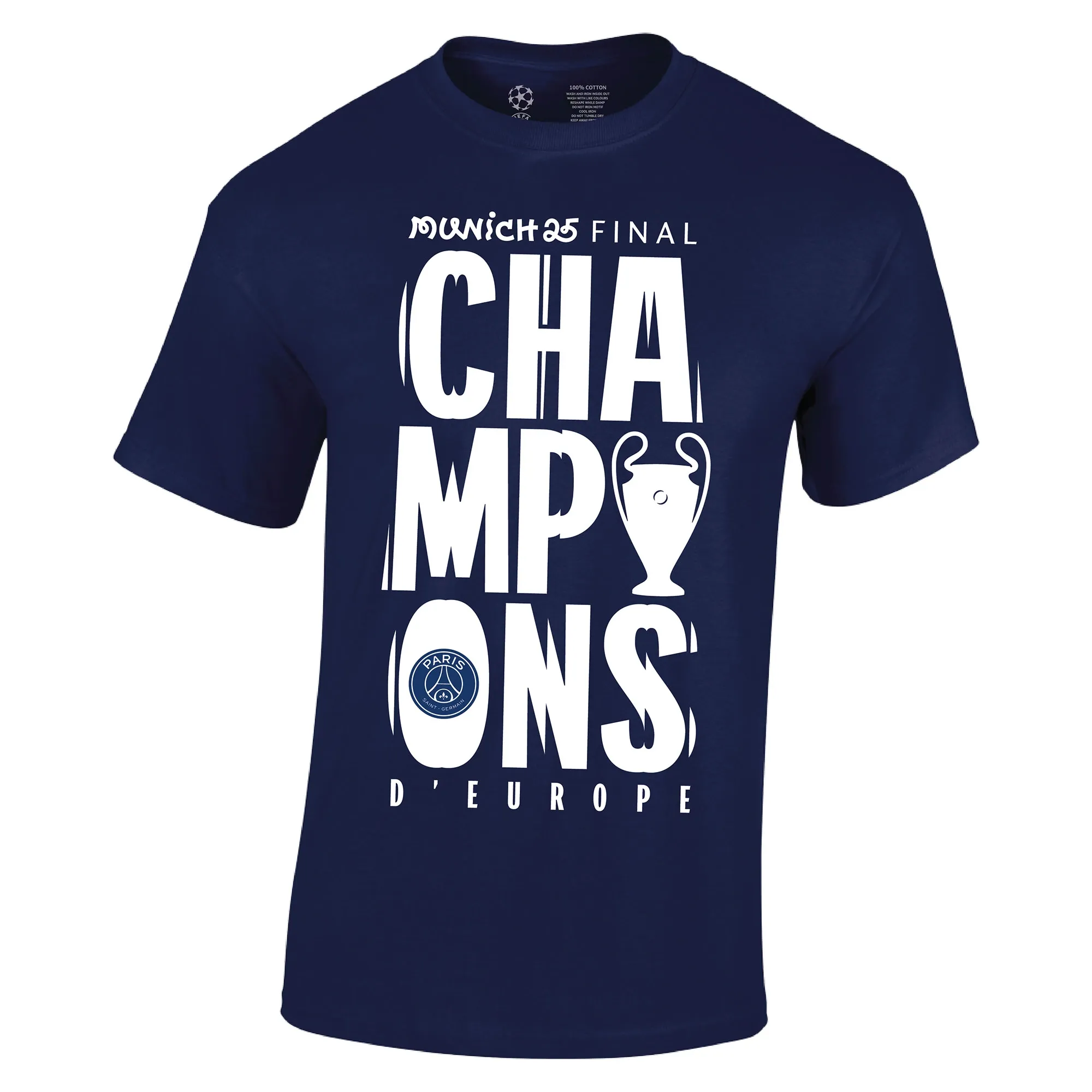 PSG UCL Champions 2025 Large Graphic T-Shirt - Navy - Kids