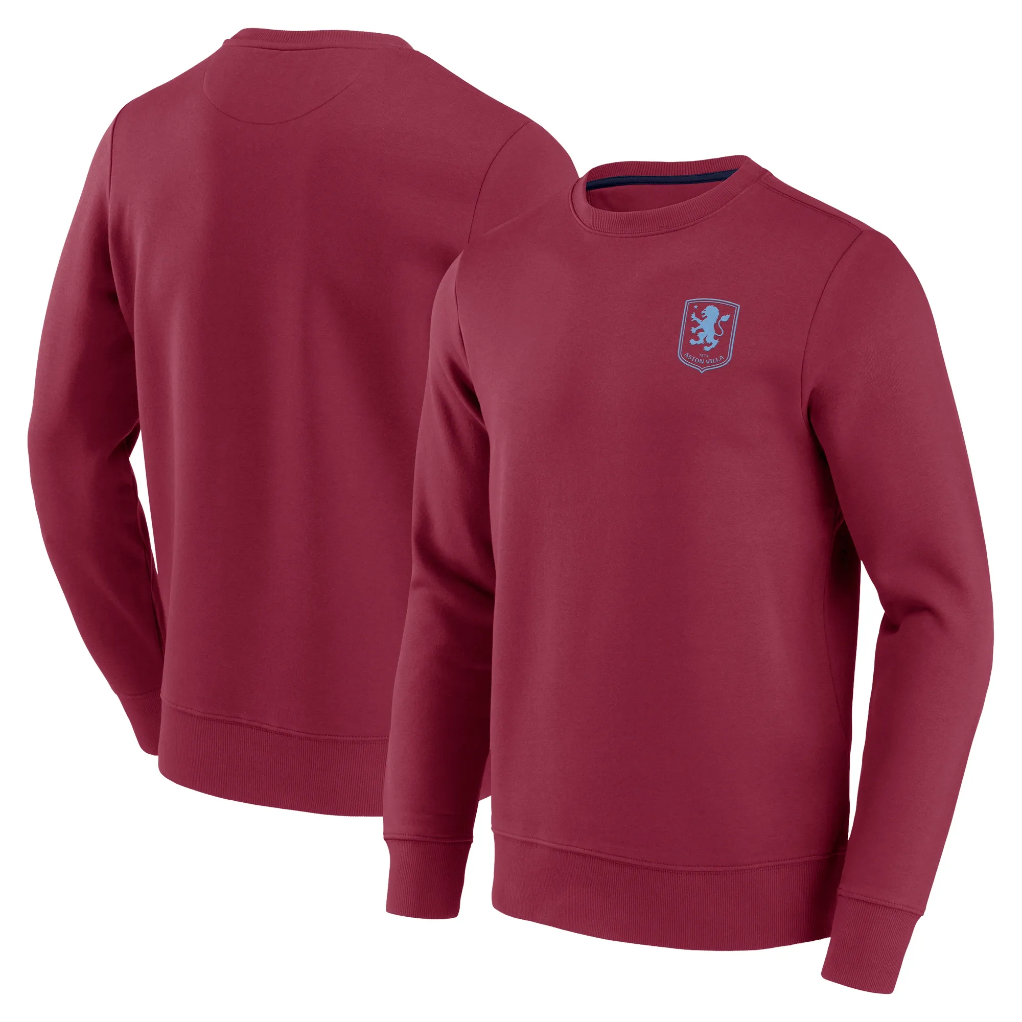 Aston Villa Essentials Small Crest Crew Sweatshirt - Claret - Mens