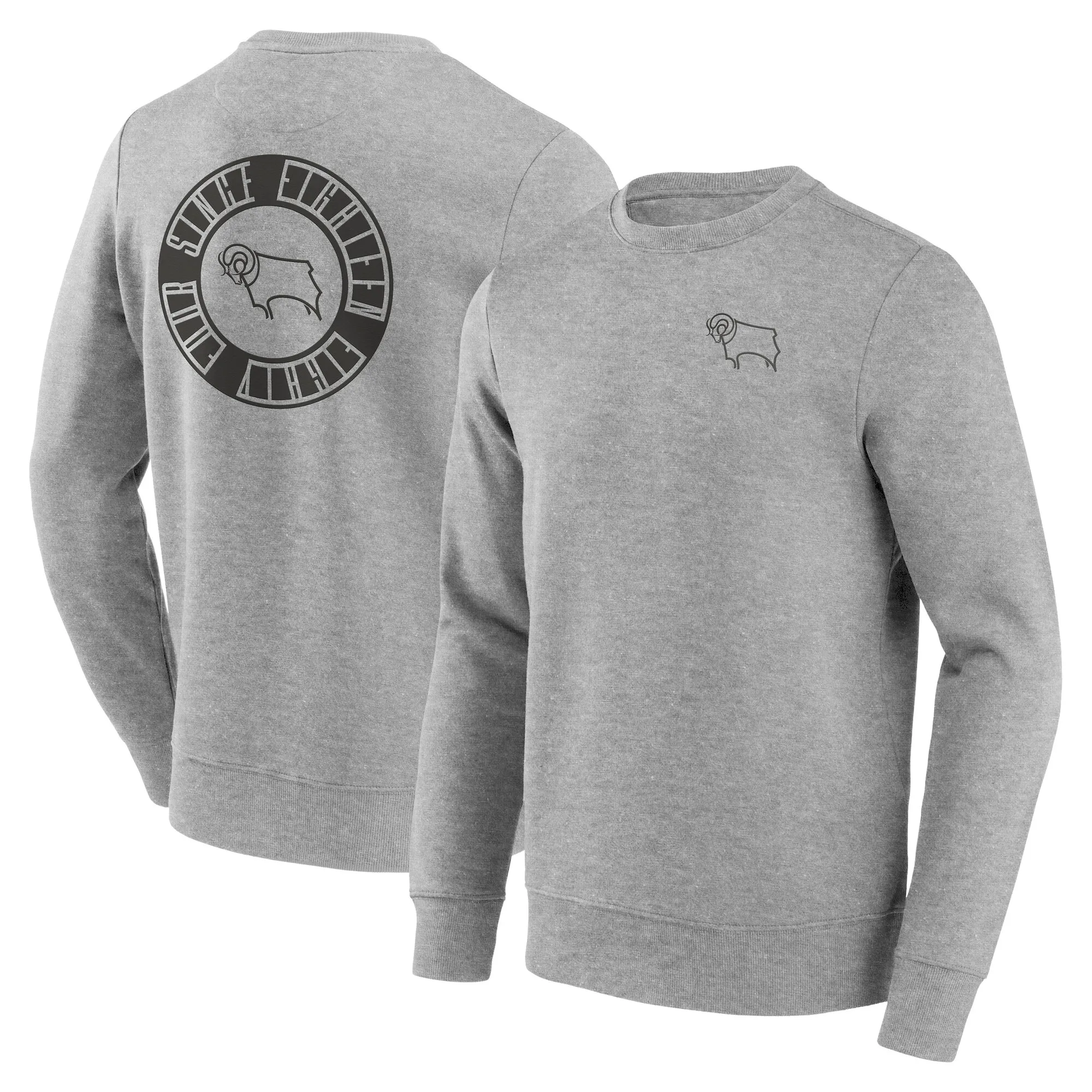 Derby County Revolve Graphic Crew Sweatshirt - Grey Marl - Mens