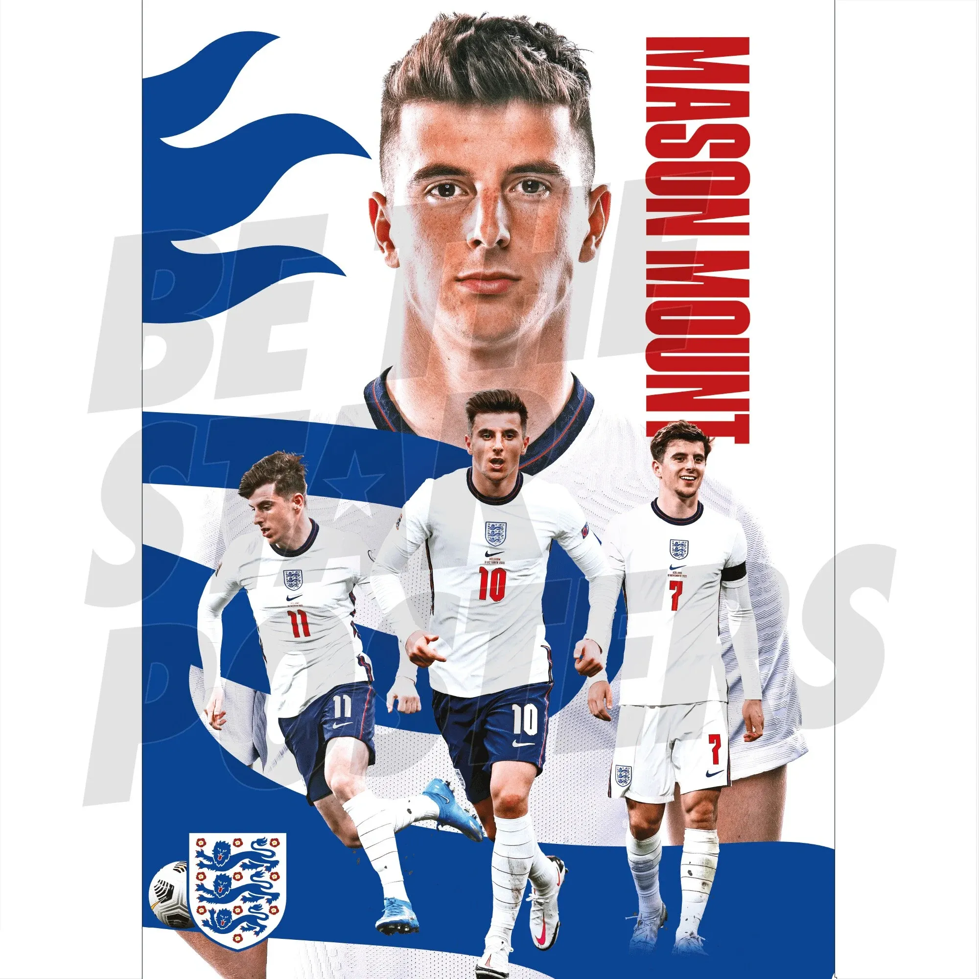 England Mason Mount Action Poster - A2