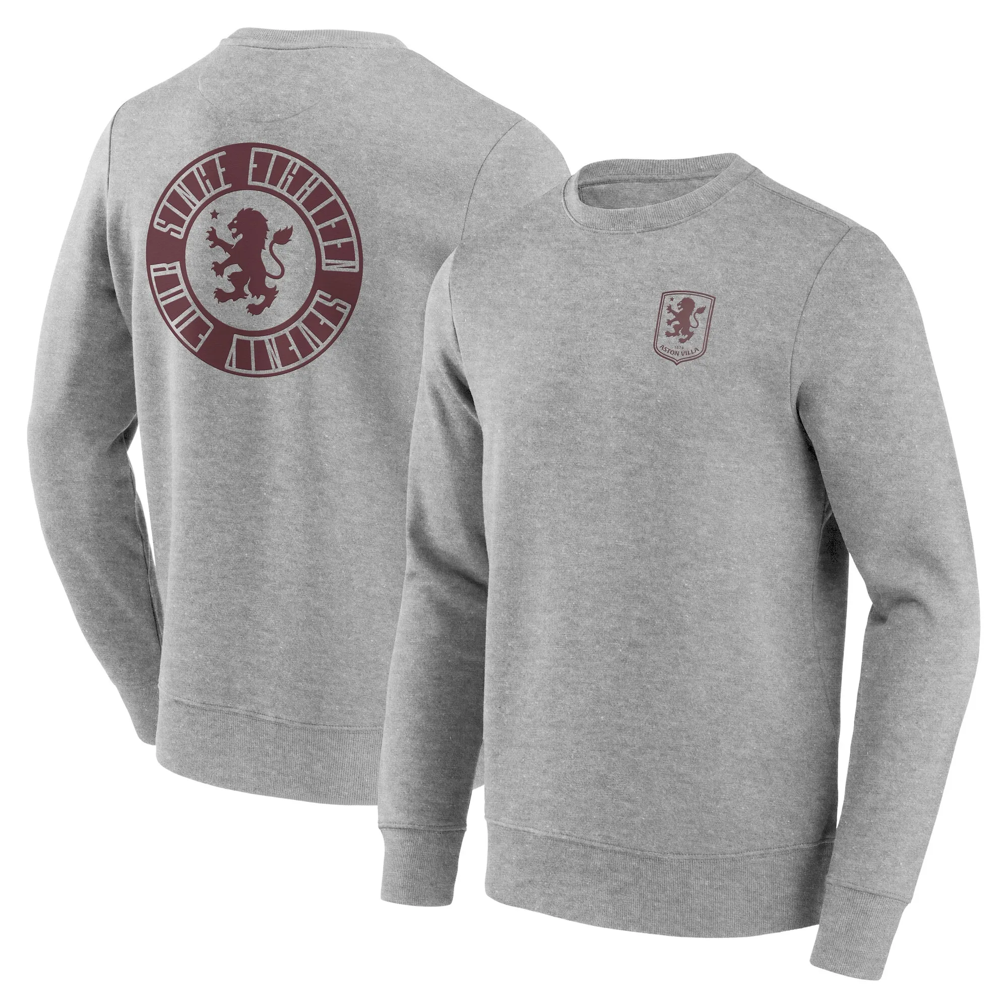 Aston Villa Revolve Graphic Crew Sweatshirt - Sport Grey Heather - Mens