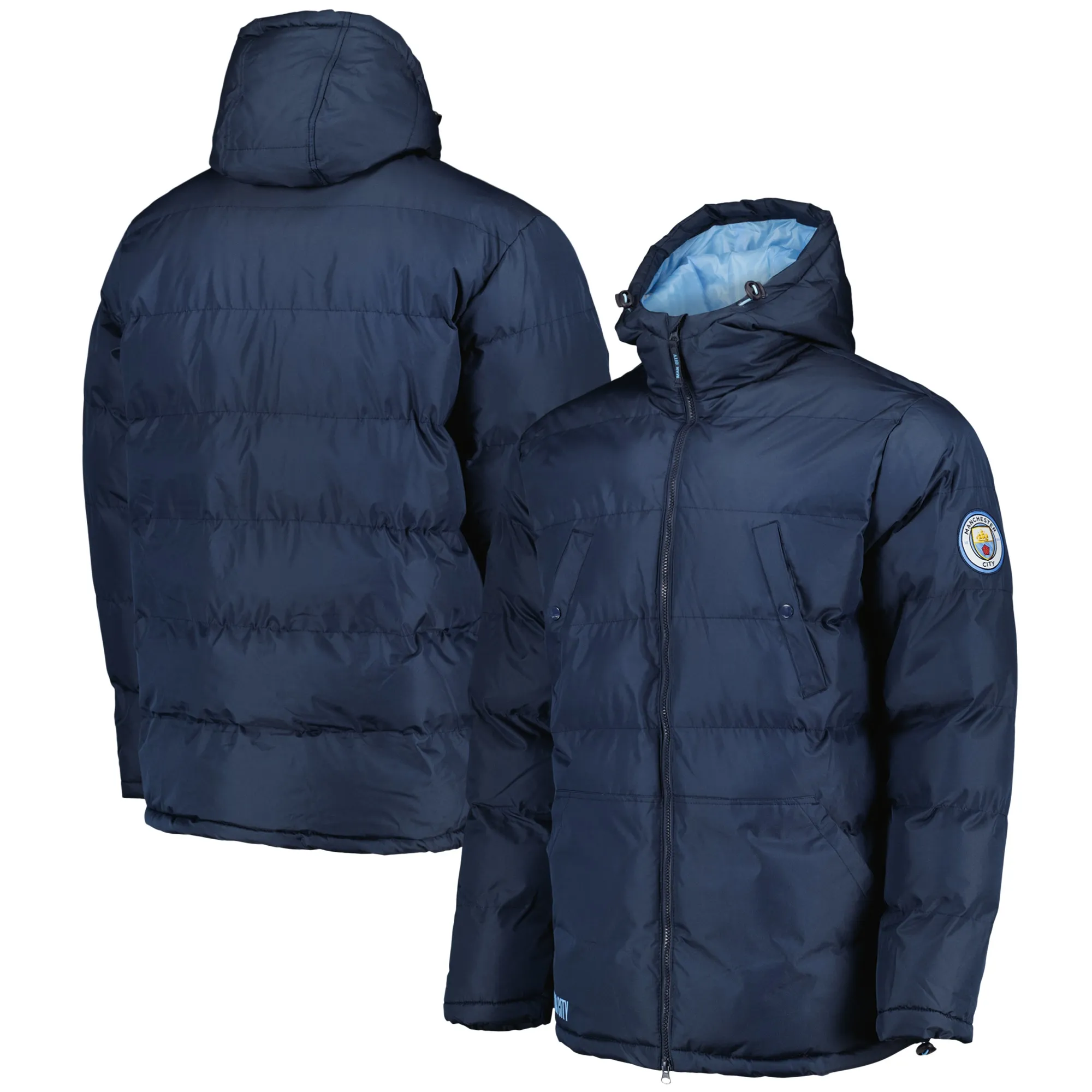 Manchester City Longline Padded Jacket - Navy - Mens